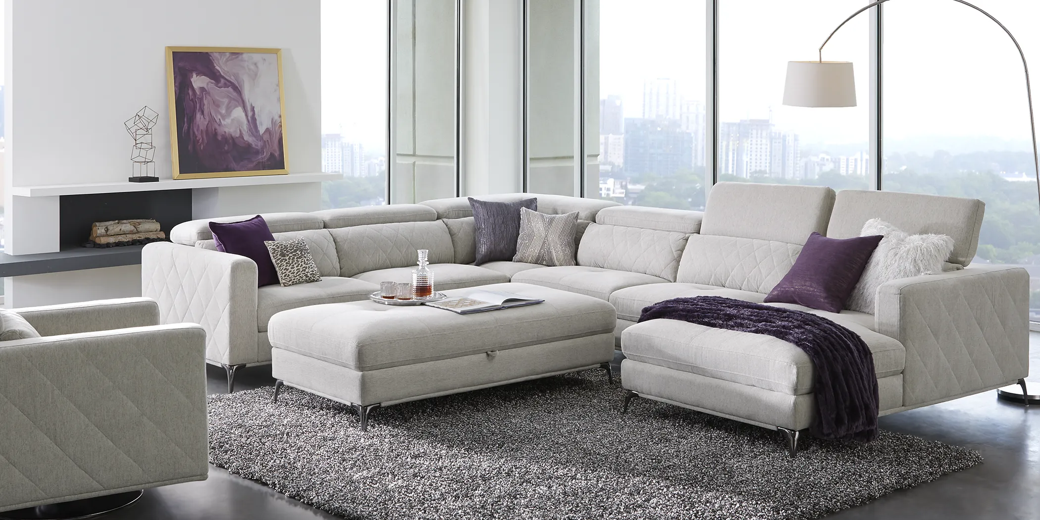 Sorrento Dove 5 Pc Sectional Living Room - Thumbnail - Image 1
