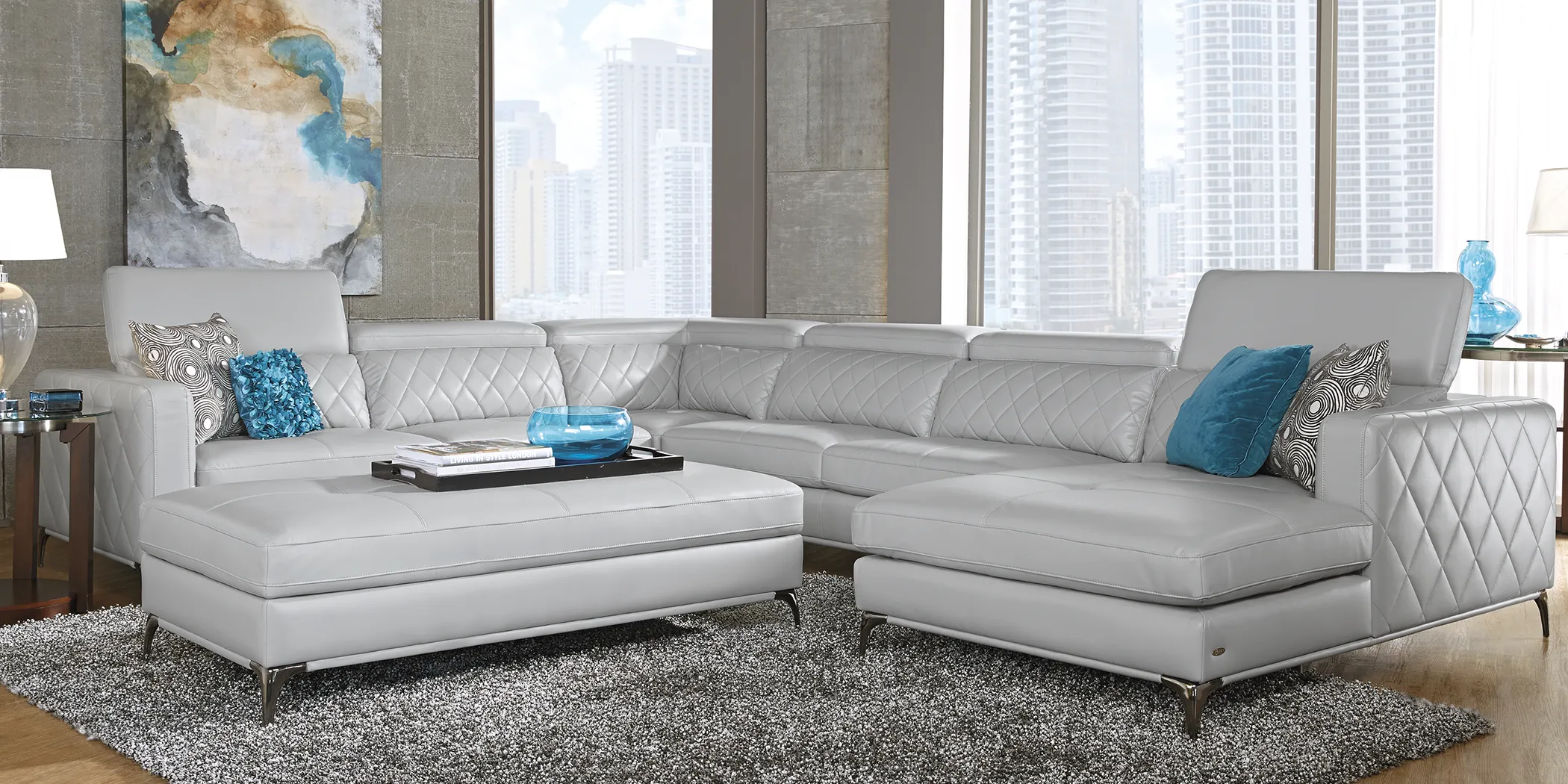 Sorrento Platinum 8 Pc Sectional Living Room - Thumbnail - Image 1
