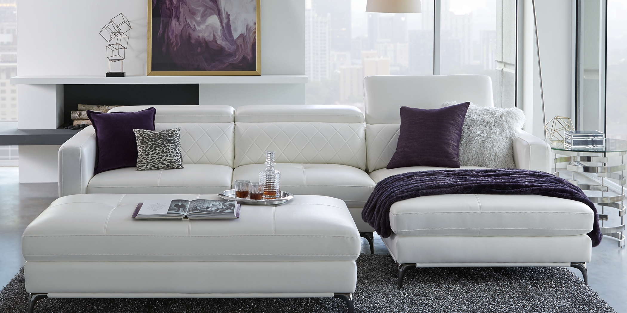 Sorrento White 2 Pc Sectional - Thumbnail - Image 2