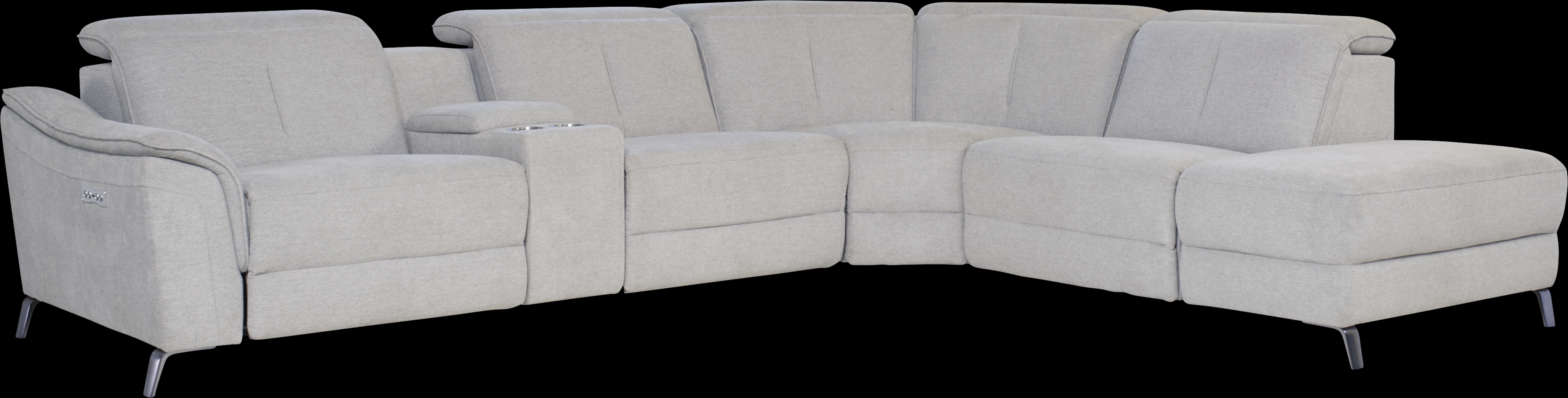 Turano Gray 6 Pc Dual Power Reclining Sectional - Thumbnail - Image 1