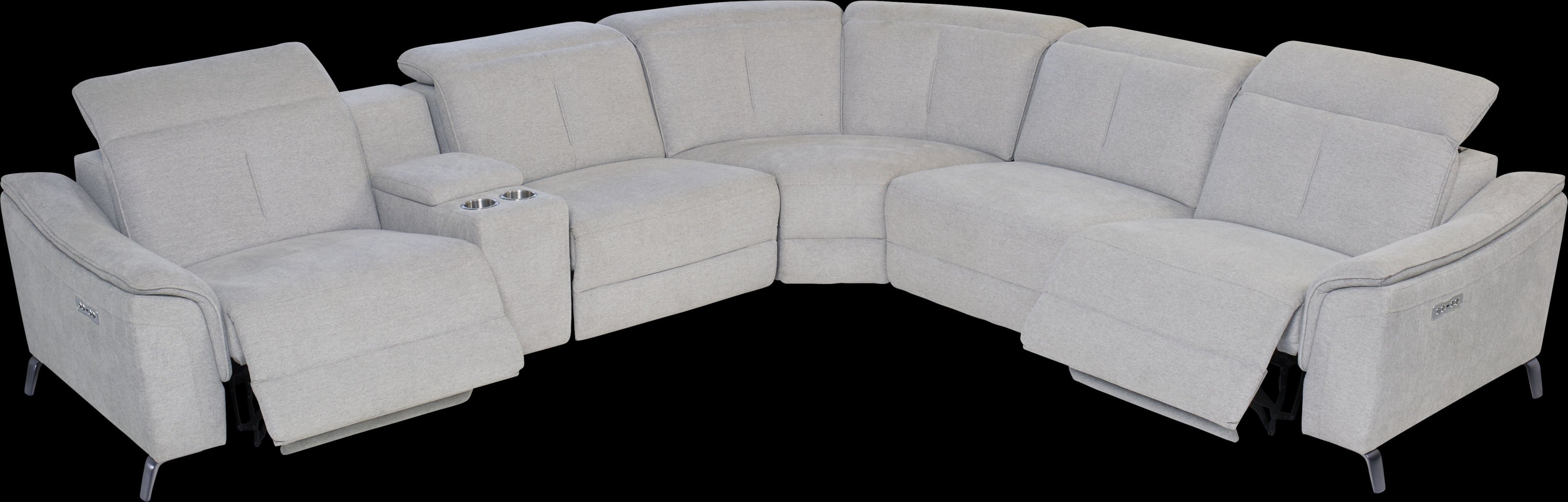 Turano Gray 6 Pc Dual Power Reclining Sectional - Thumbnail - Image 3