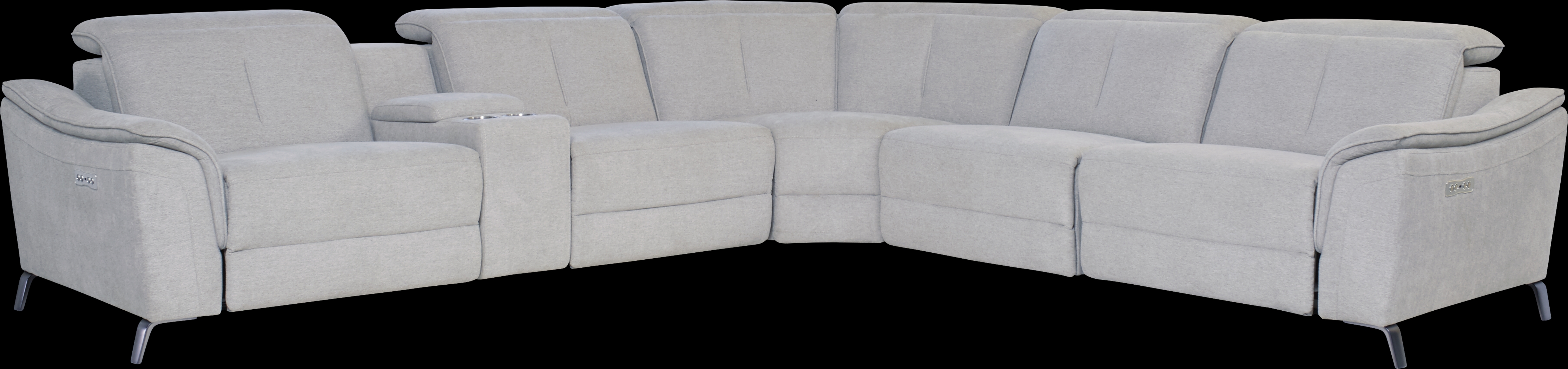 Turano Gray 6 Pc Dual Power Reclining Sectional - Thumbnail - Image 1