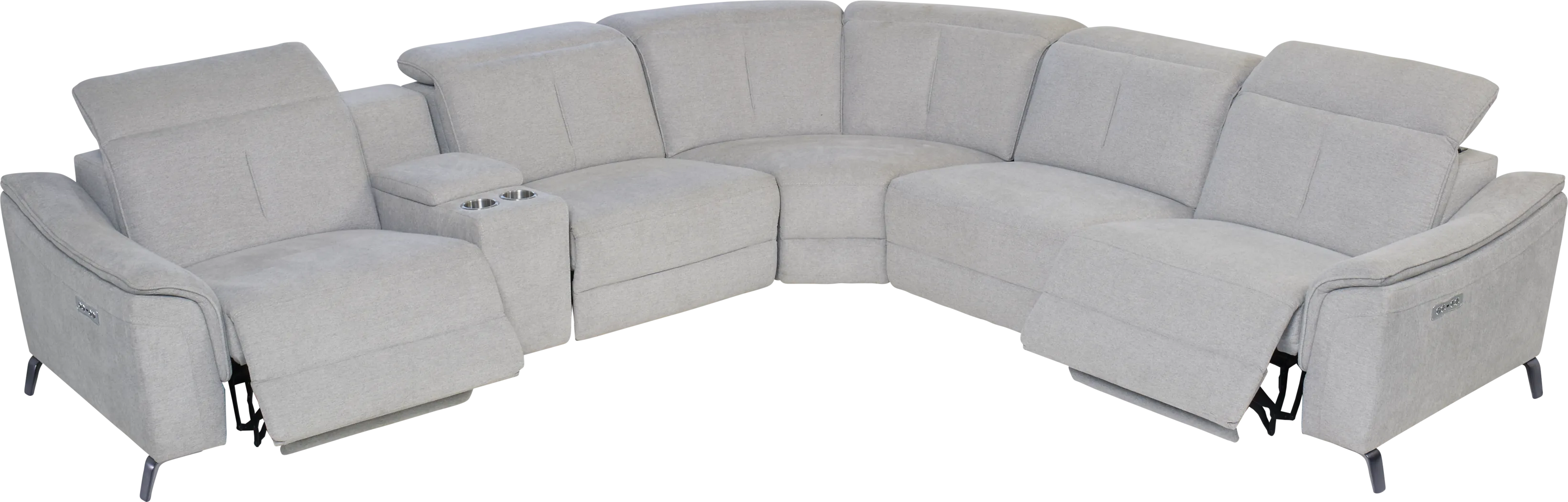Turano Gray 6 Pc Dual Power Reclining Sectional - Thumbnail - Image 3