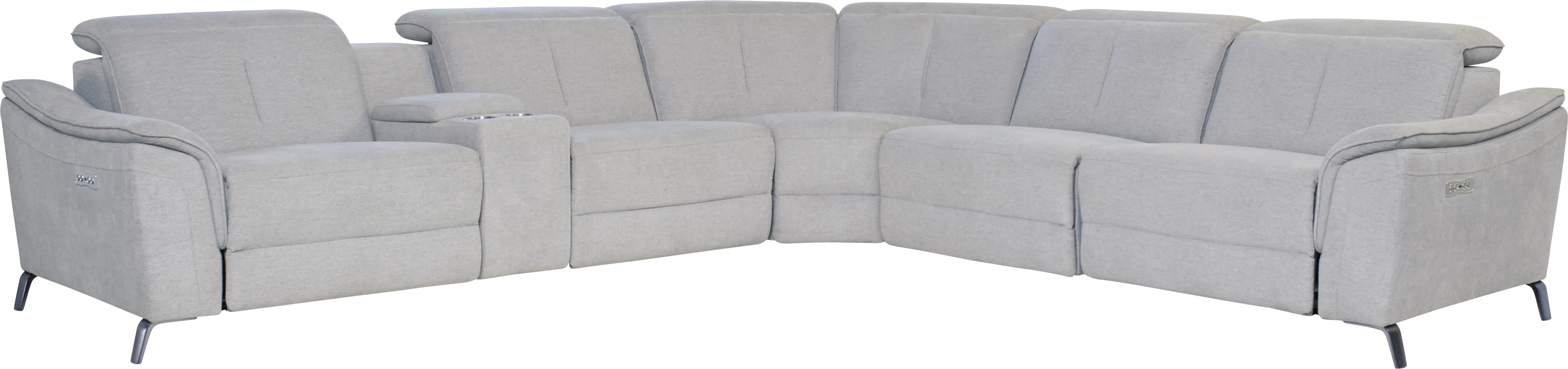 Turano Gray 6 Pc Dual Power Reclining Sectional - Thumbnail - Image 1