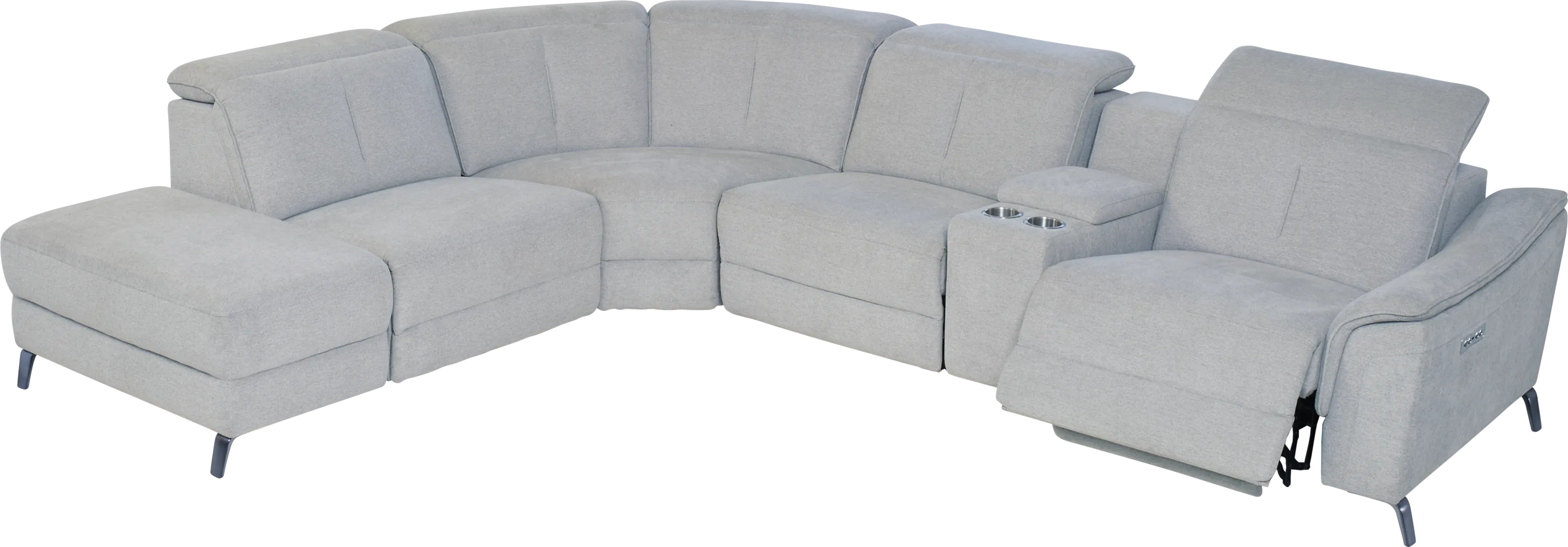 Turano Gray 6 Pc Dual Power Reclining Sectional - Thumbnail - Image 3