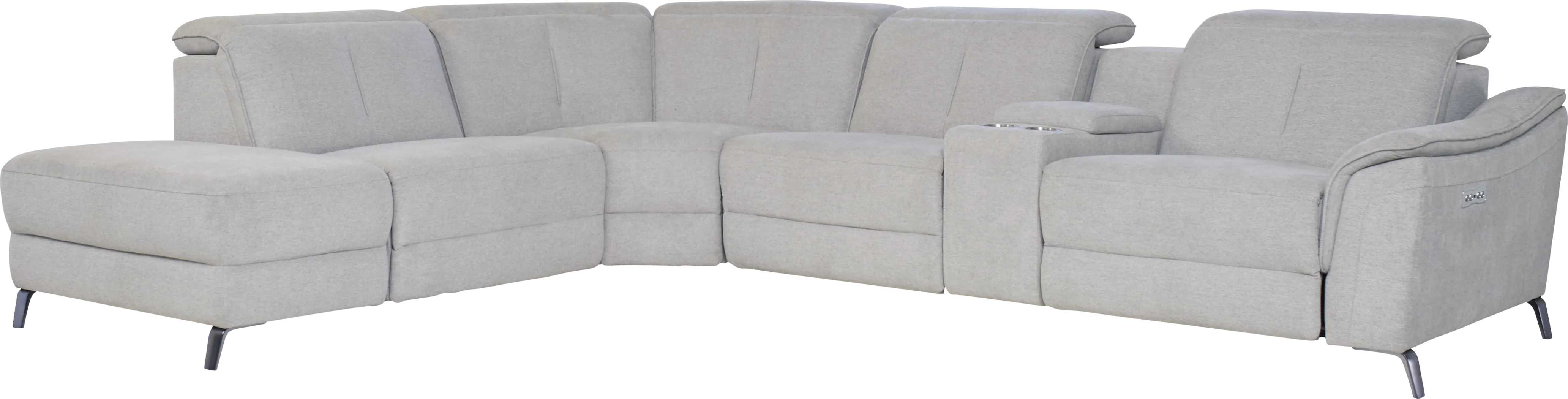 Turano Gray 6 Pc Dual Power Reclining Sectional - Thumbnail - Image 1