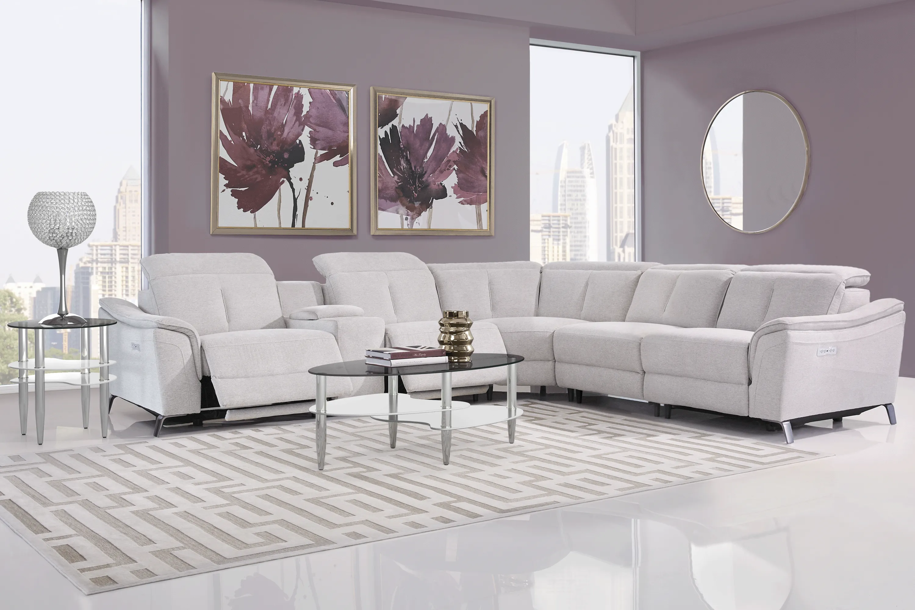 Turano Gray 9 Pc Dual Power Reclining Sectional Living Room - Thumbnail - Image 1