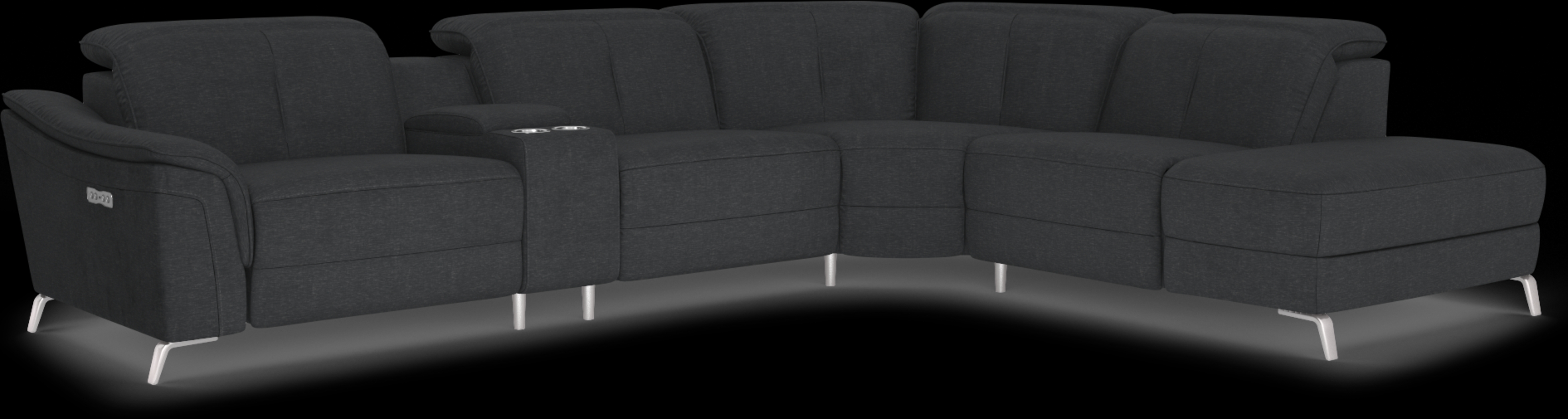 Turano Midnight 6 Pc Dual Power Reclining Sectional - Thumbnail - Image 3