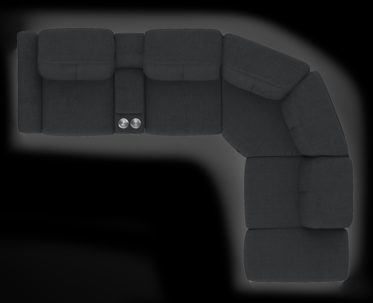 Turano Midnight 6 Pc Dual Power Reclining Sectional - Thumbnail - Image 4