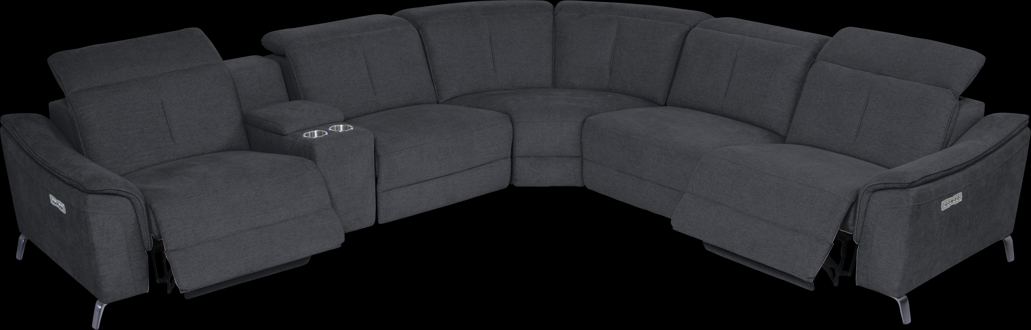Turano Midnight 6 Pc Dual Power Reclining Sectional - Thumbnail - Image 3
