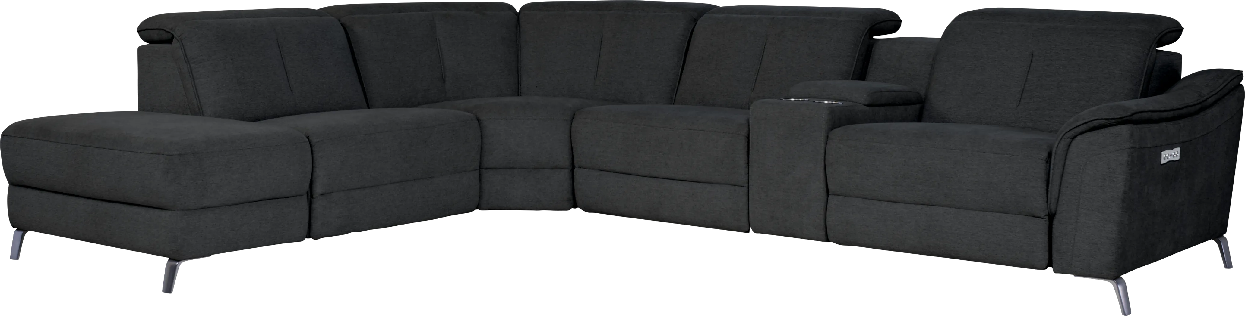 Turano Midnight 6 Pc Dual Power Reclining Sectional - Thumbnail - Image 1