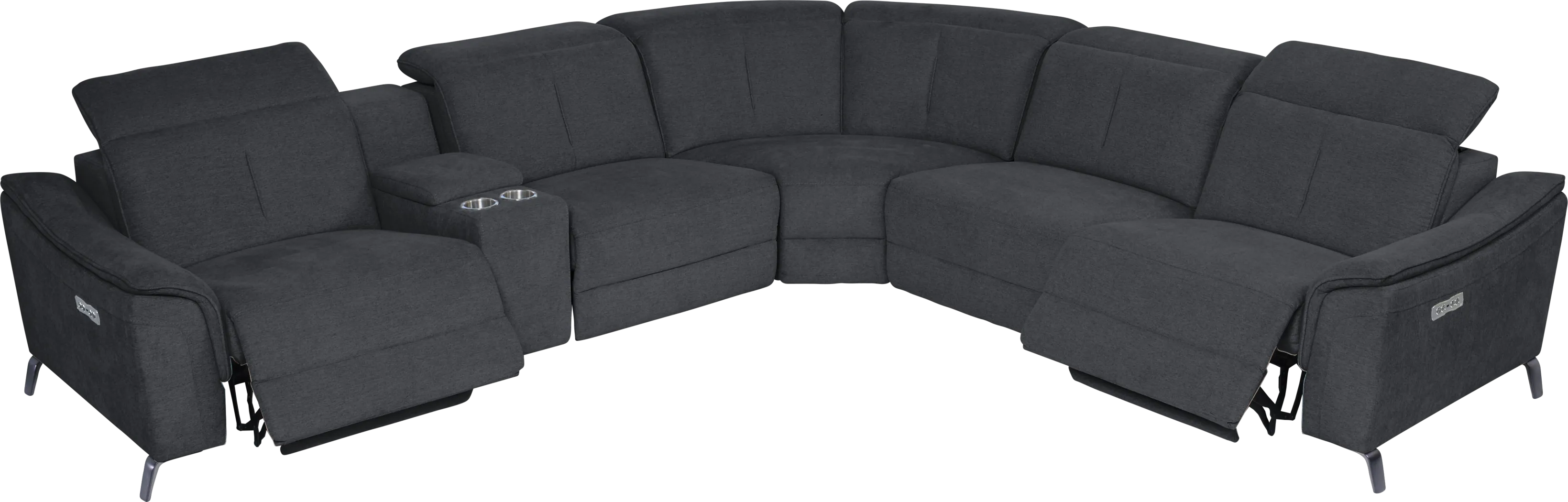 Turano Midnight 6 Pc Dual Power Reclining Sectional - Thumbnail - Image 3