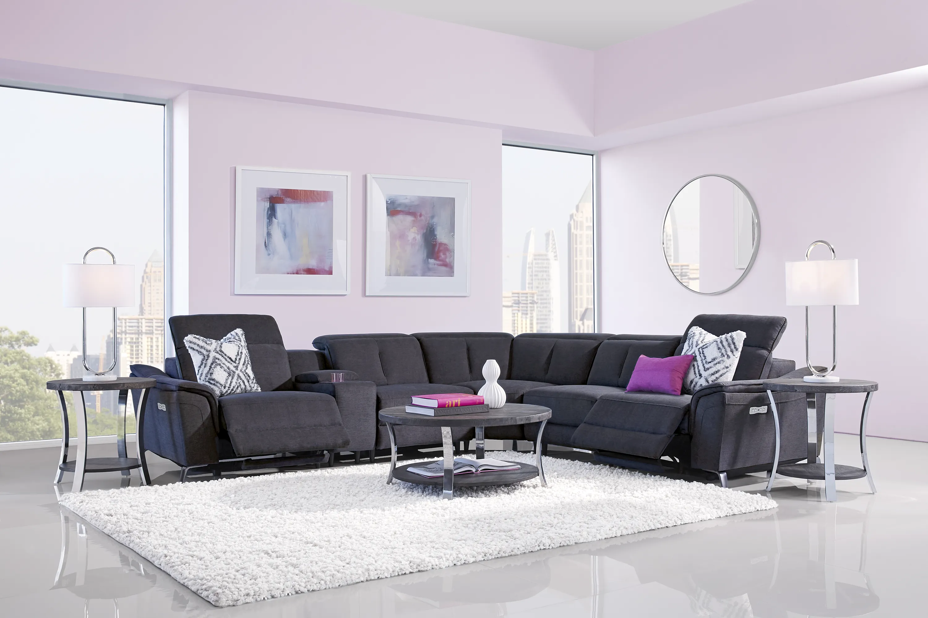 Turano Midnight 6 Pc Dual Power Reclining Sectional - Thumbnail - Image 2