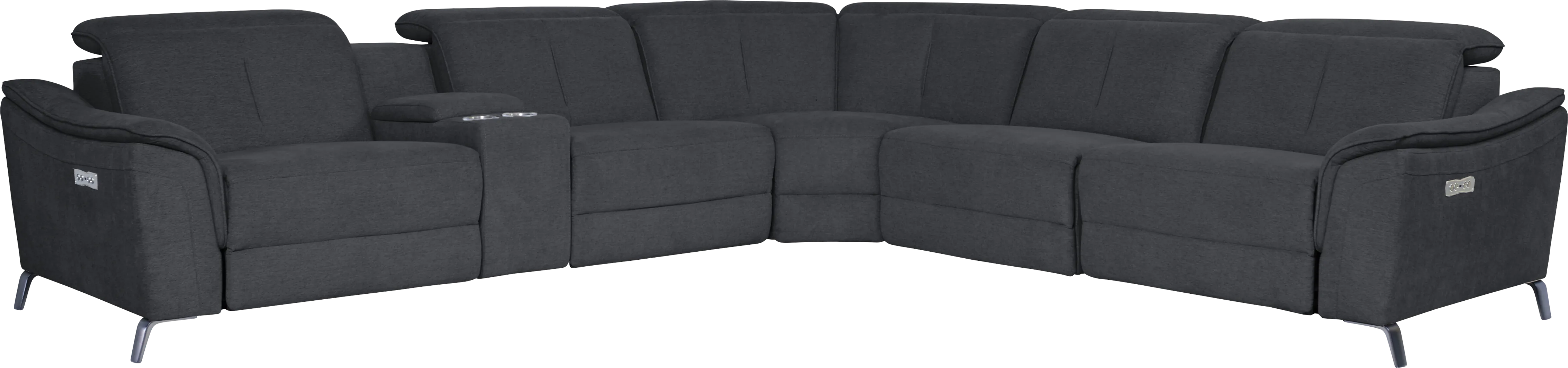 Turano Midnight 6 Pc Dual Power Reclining Sectional - Thumbnail - Image 1