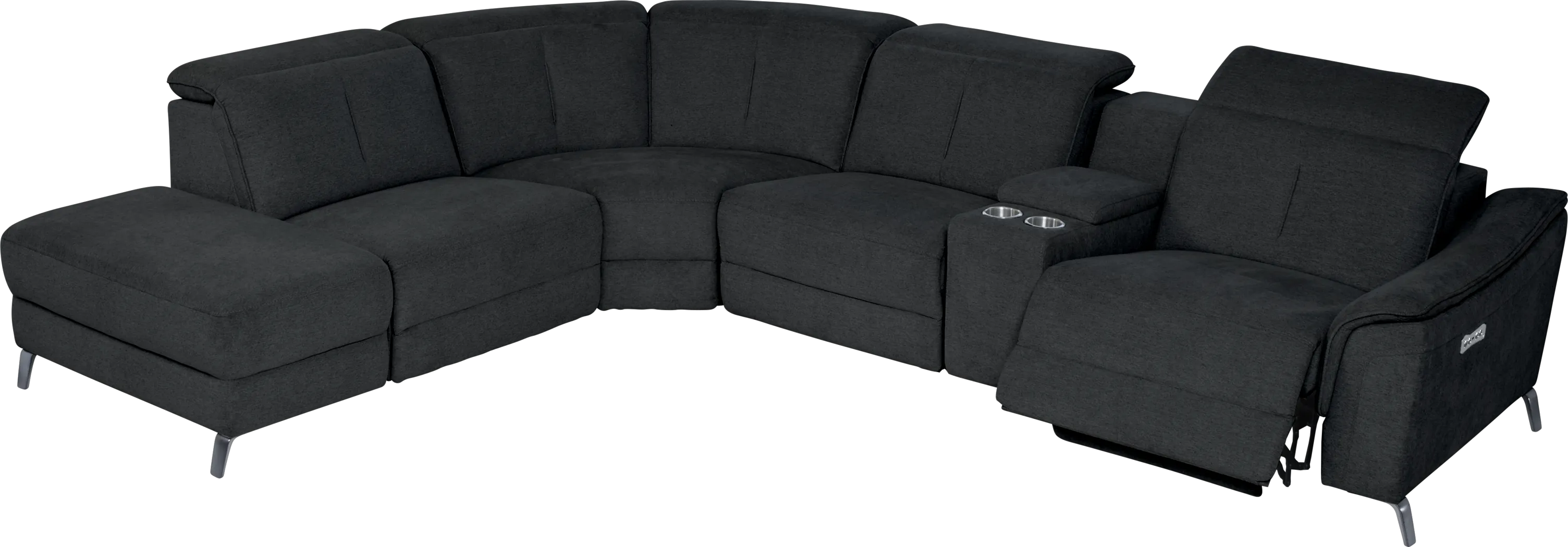 Turano Midnight 6 Pc Dual Power Reclining Sectional - Thumbnail - Image 3