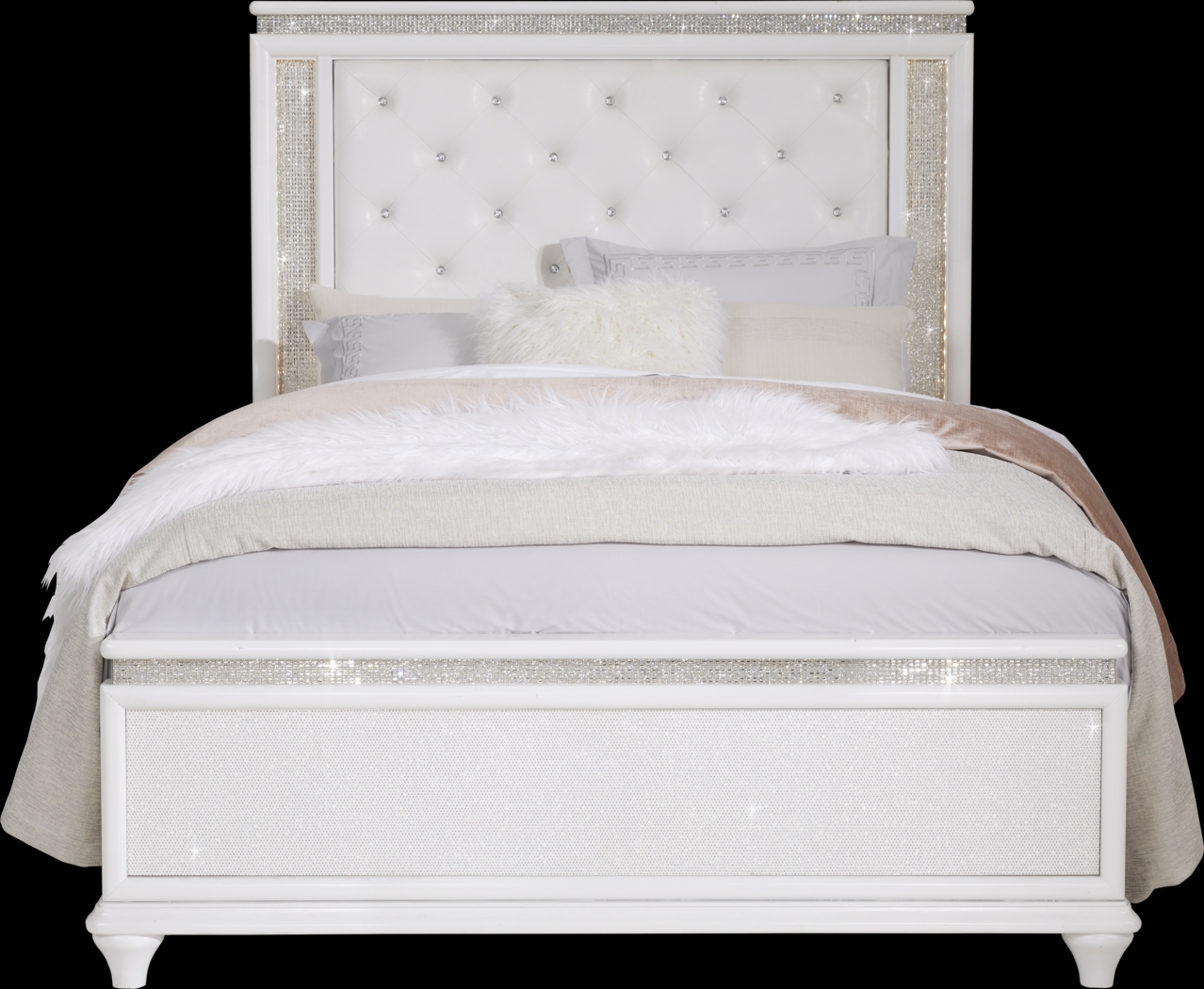 Vegas White 3 Pc King Panel Bed - Thumbnail - Image 1