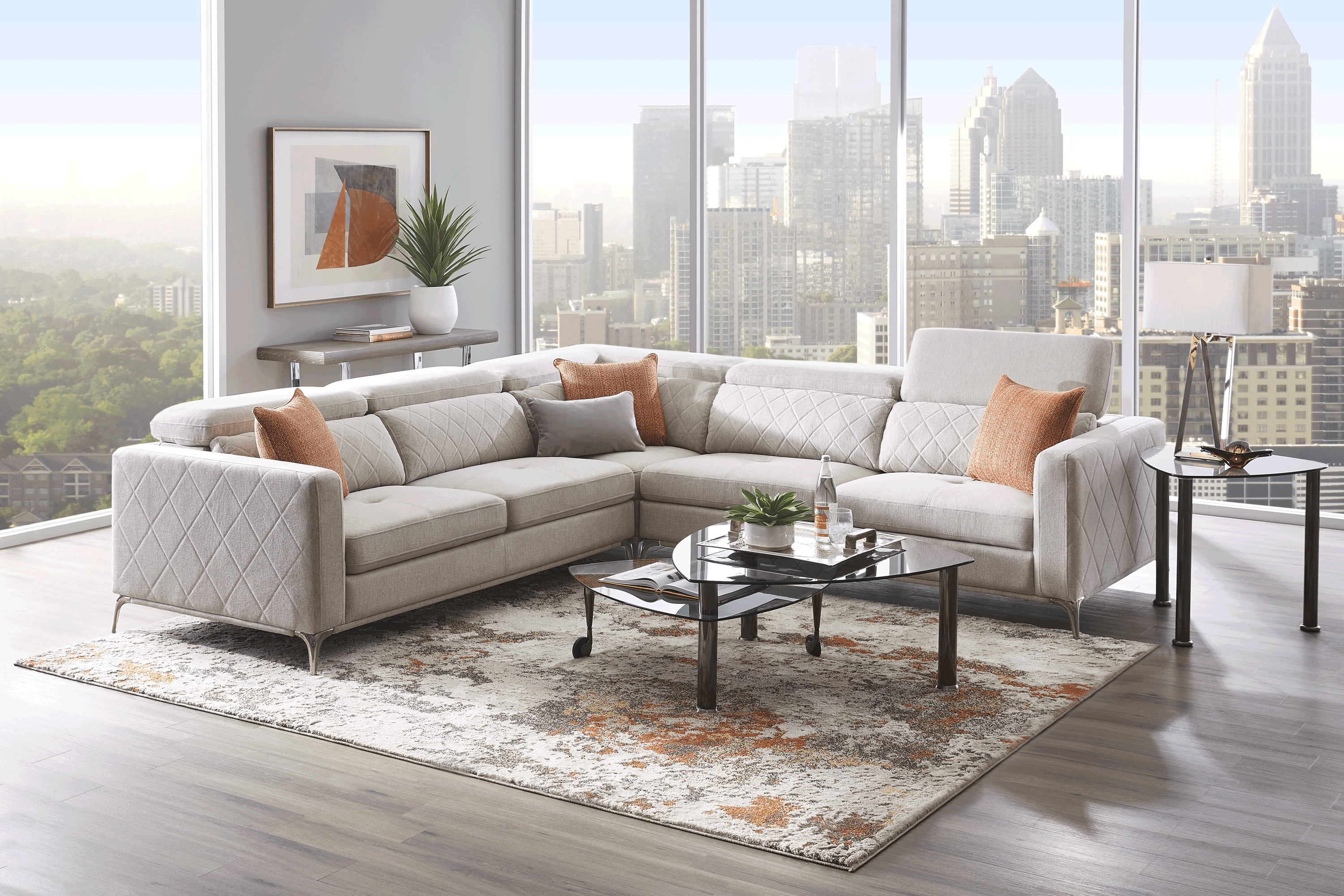 Via Sorrento Dove 3 Pc Sectional - Thumbnail - Image 2
