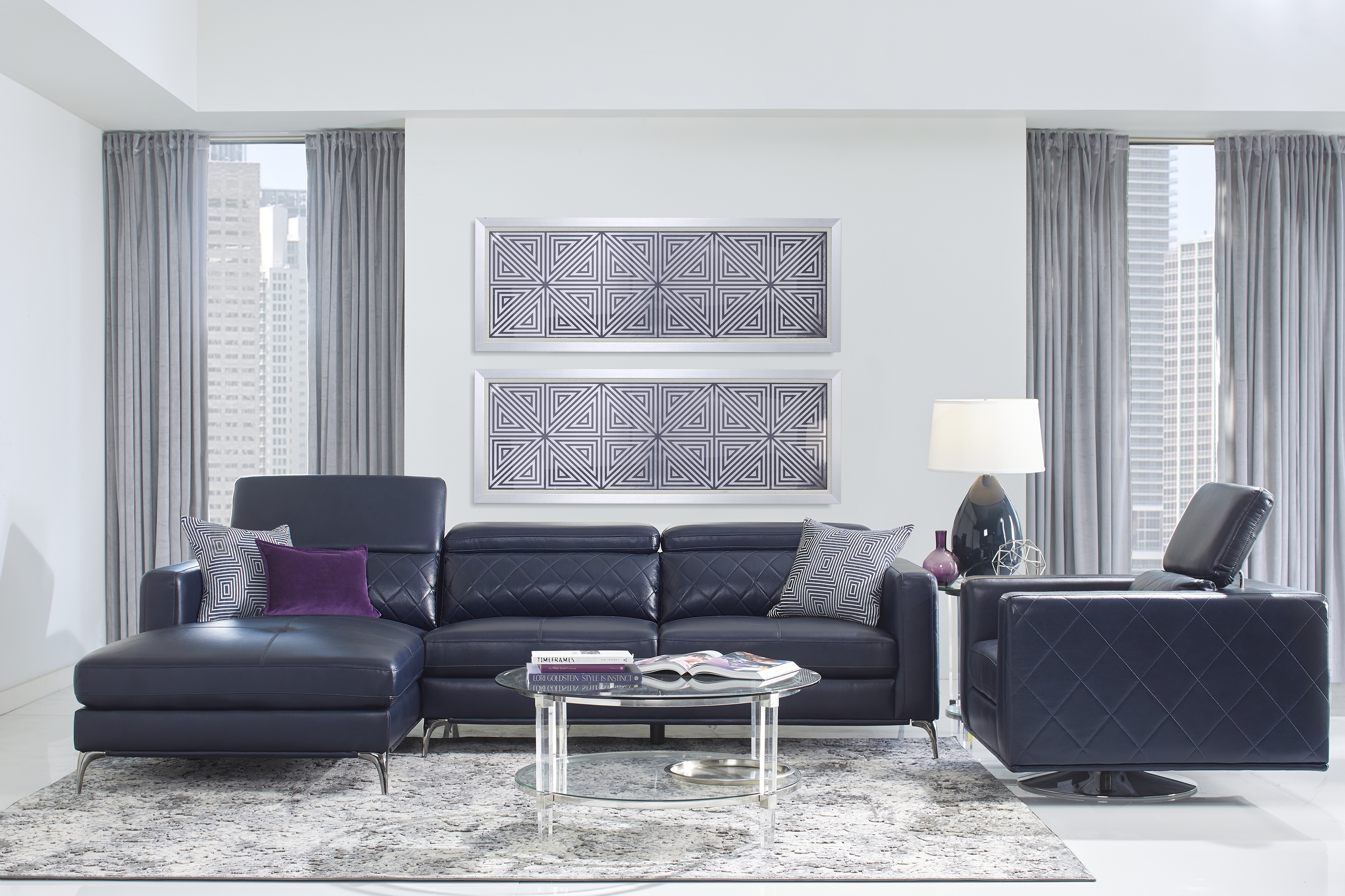 Via Sorrento Navy 2 Pc Sectional - Thumbnail - Image 2