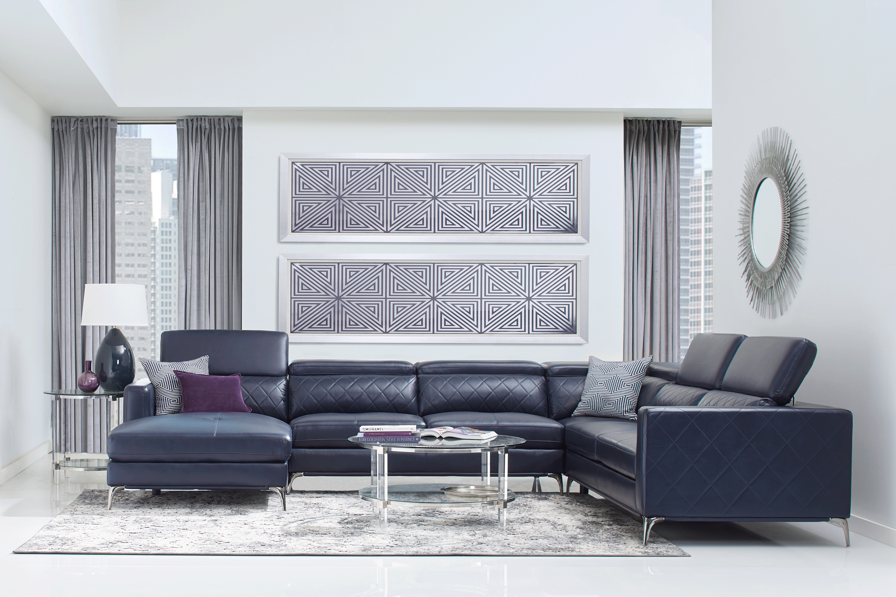 Via Sorrento Navy 4 Pc Sectional - Thumbnail - Image 2