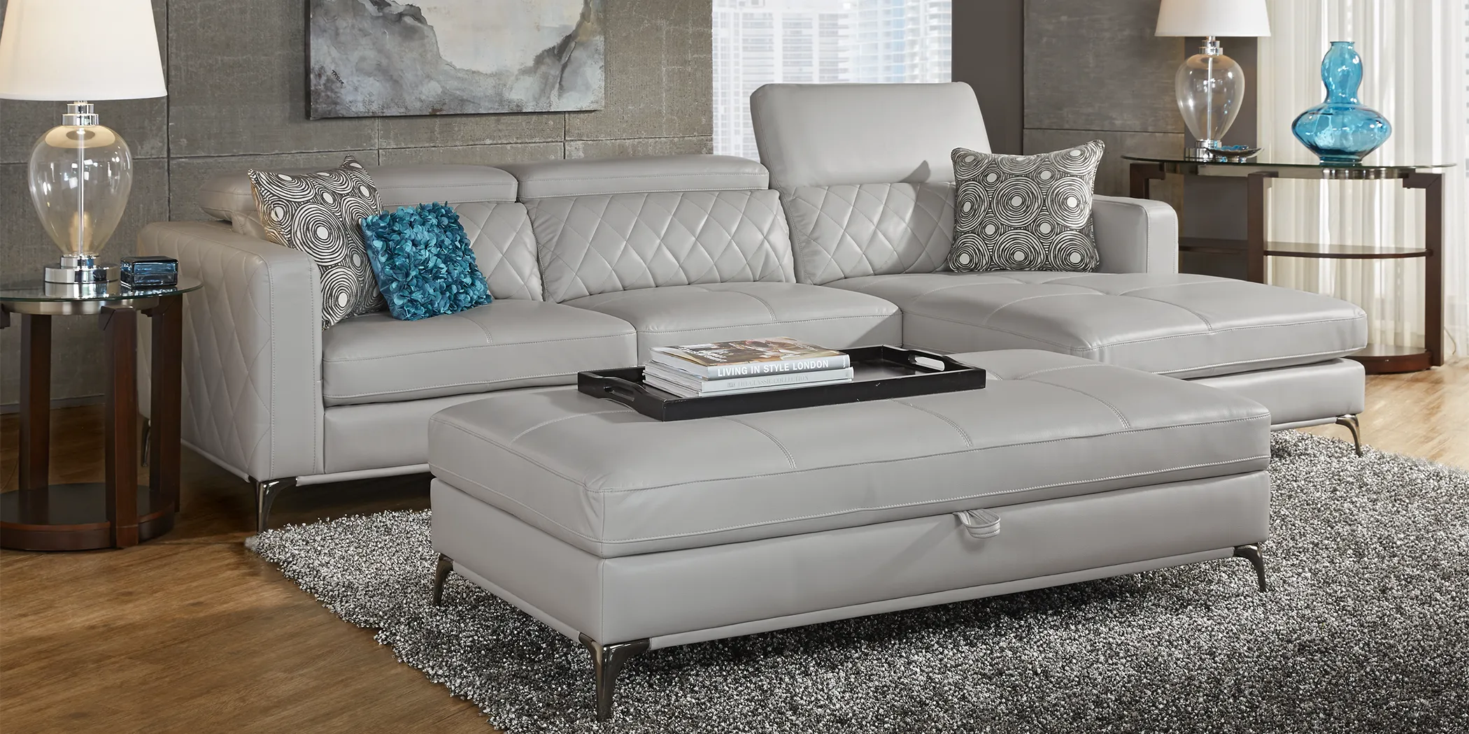 Via Sorrento Platinum 3 Pc Sectional Living Room - Thumbnail - Image 1