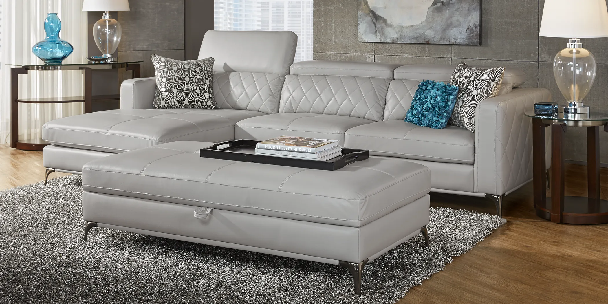 Via Sorrento Platinum 3 Pc Sectional Living Room - Thumbnail - Image 1