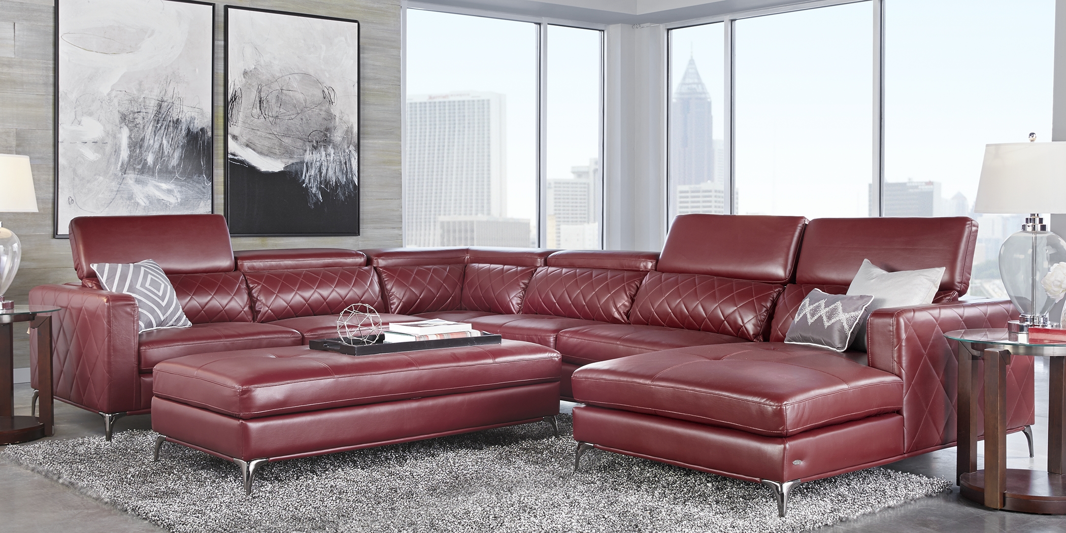 Via Sorrento Red 4 Pc Sectional - Thumbnail - Image 2