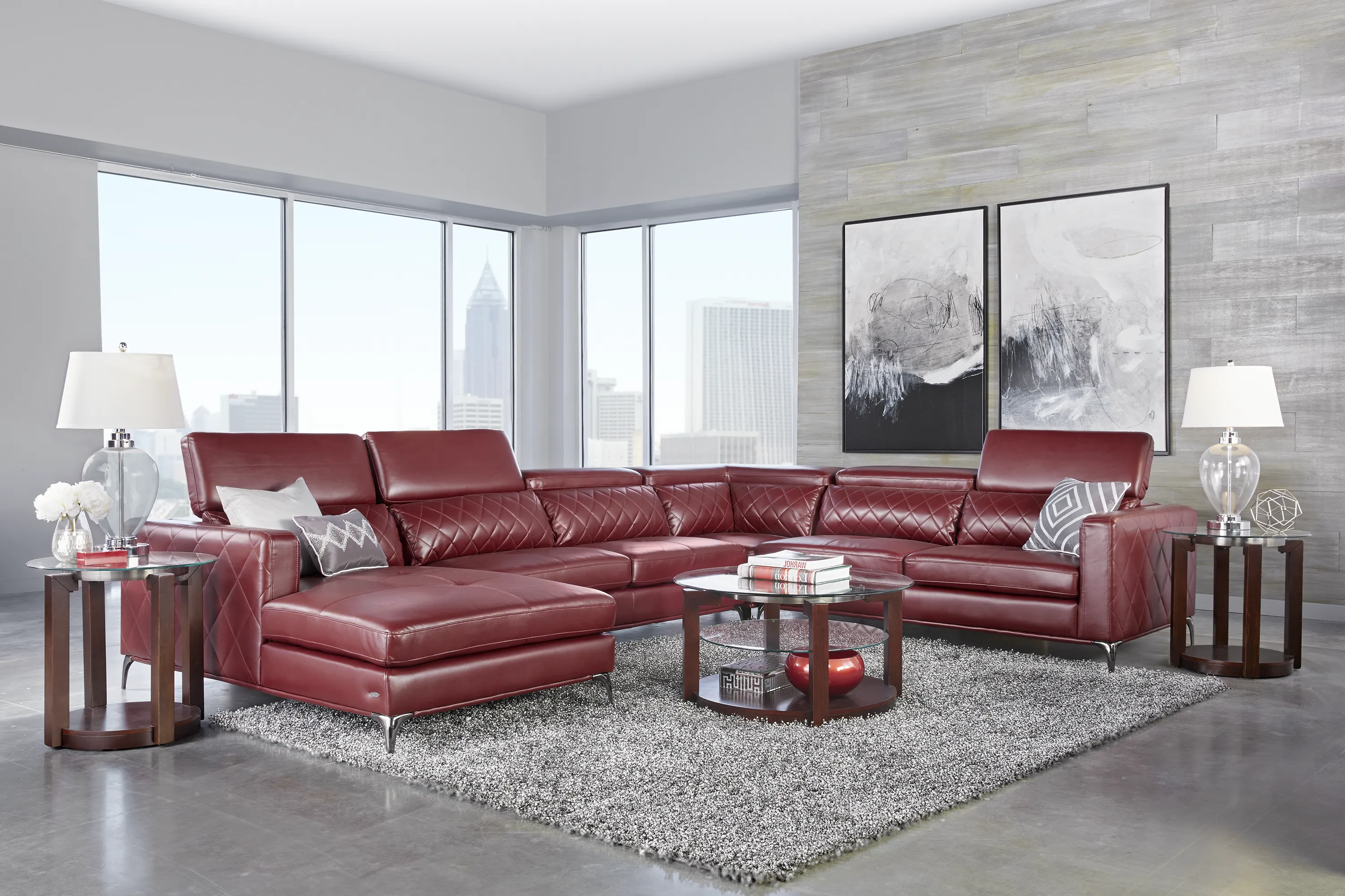 Via Sorrento Red 4 Pc Sectional - Thumbnail - Image 2