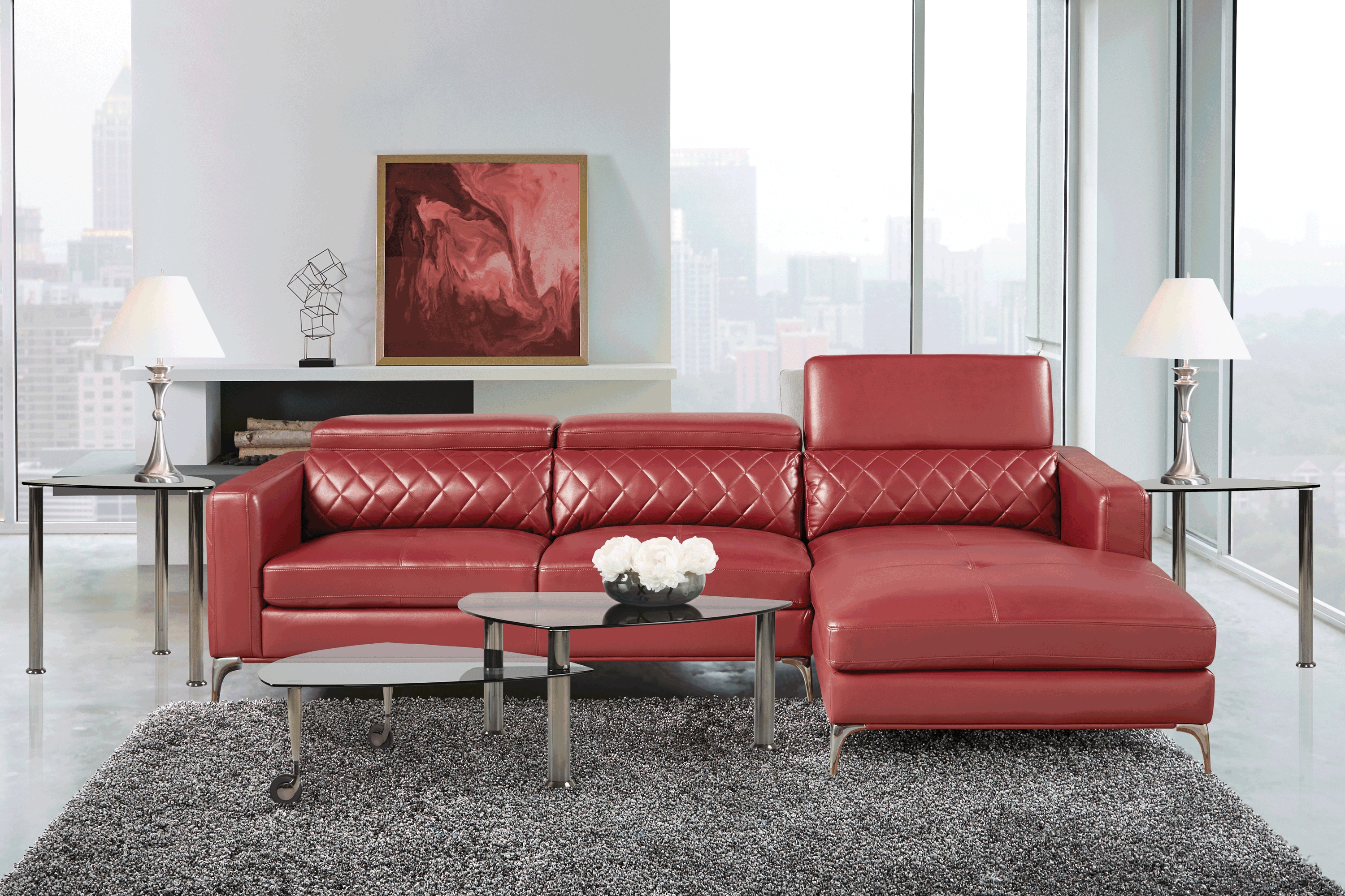 Via Sorrento Red 5 Pc Sectional Living Room - Thumbnail - Image 1
