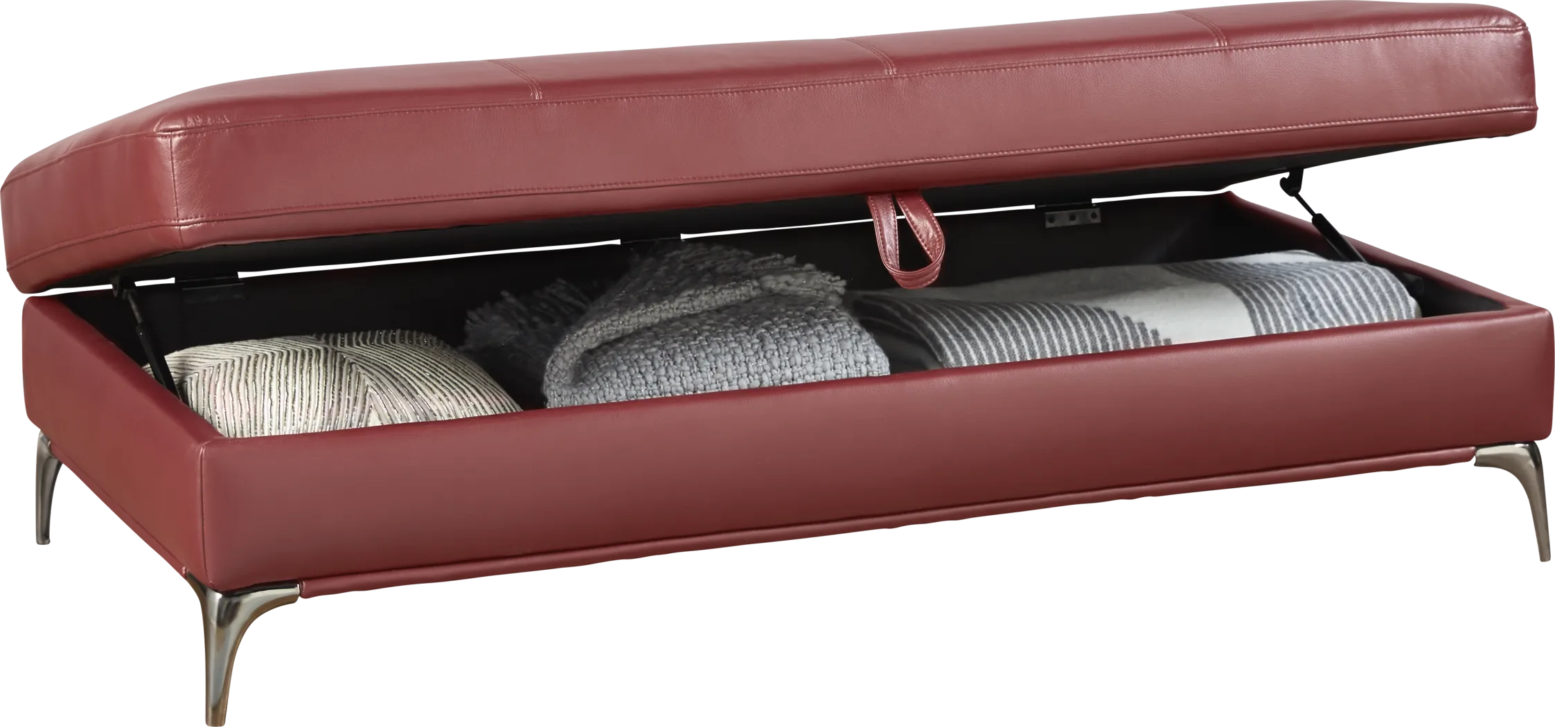 Via Sorrento Red Storage Ottoman - Thumbnail - Image 2