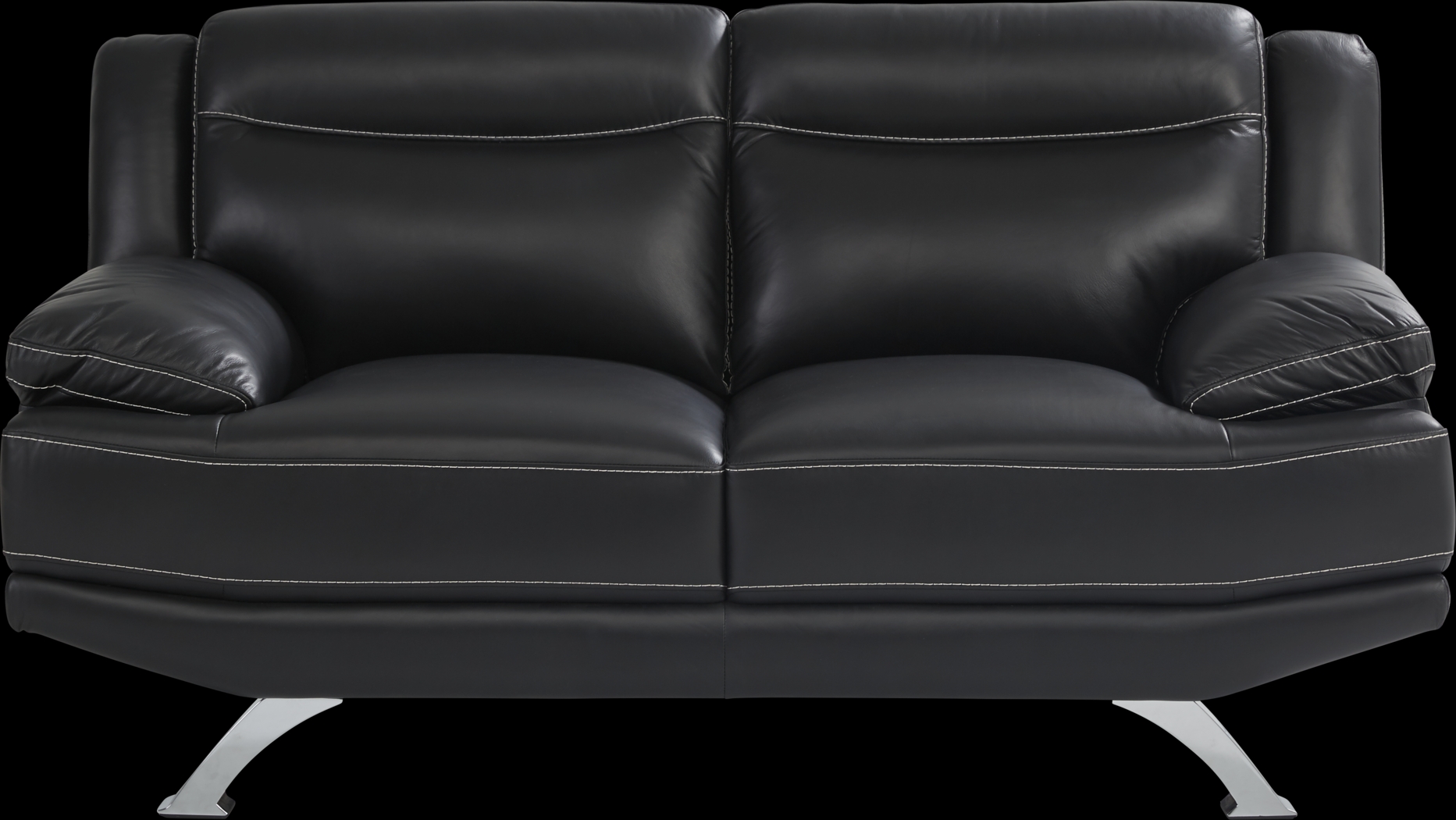 Zamora Black Leather Loveseat - Thumbnail - Image 1