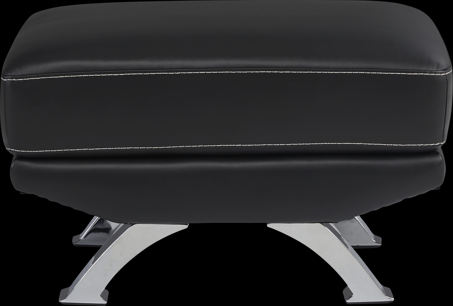 Zamora Black Leather Ottoman - Thumbnail - Image 2