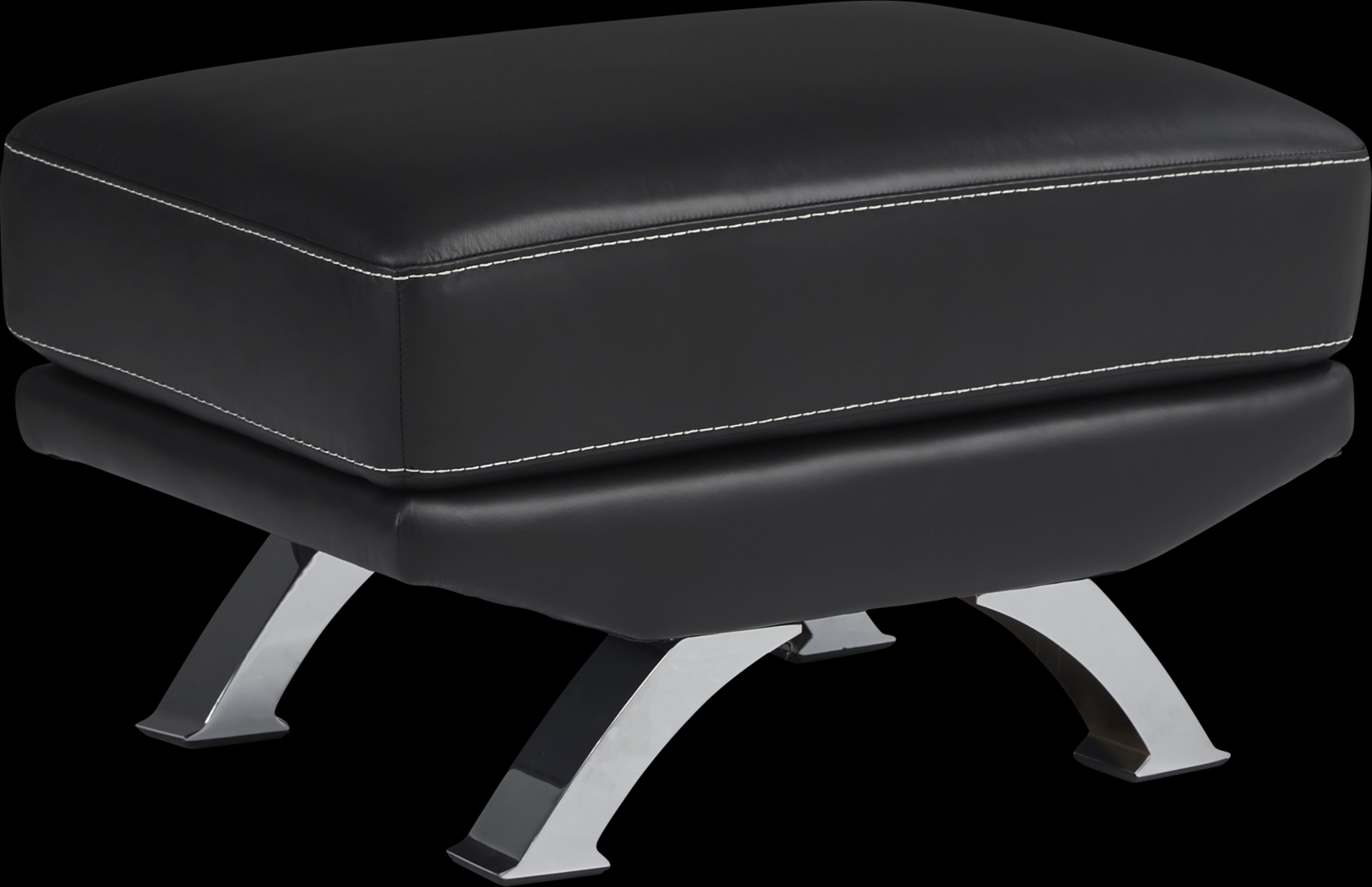 Zamora Black Leather Ottoman - Thumbnail - Image 1