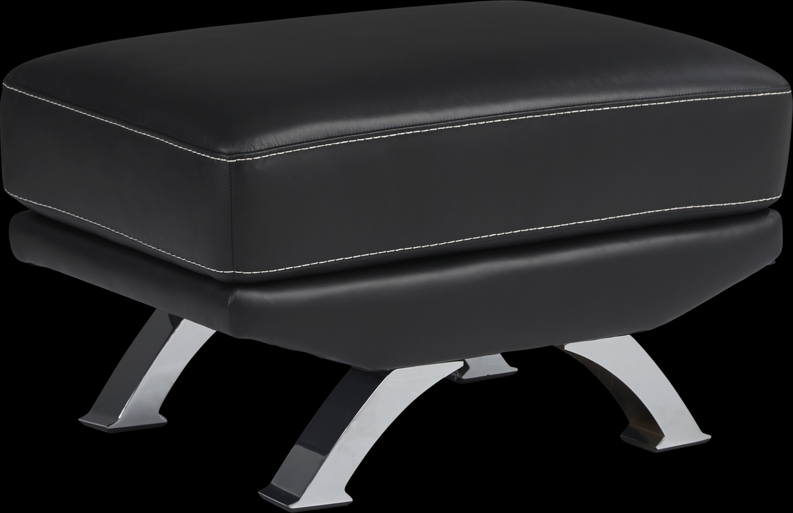Zamora Black Leather Ottoman - Thumbnail - Image 1