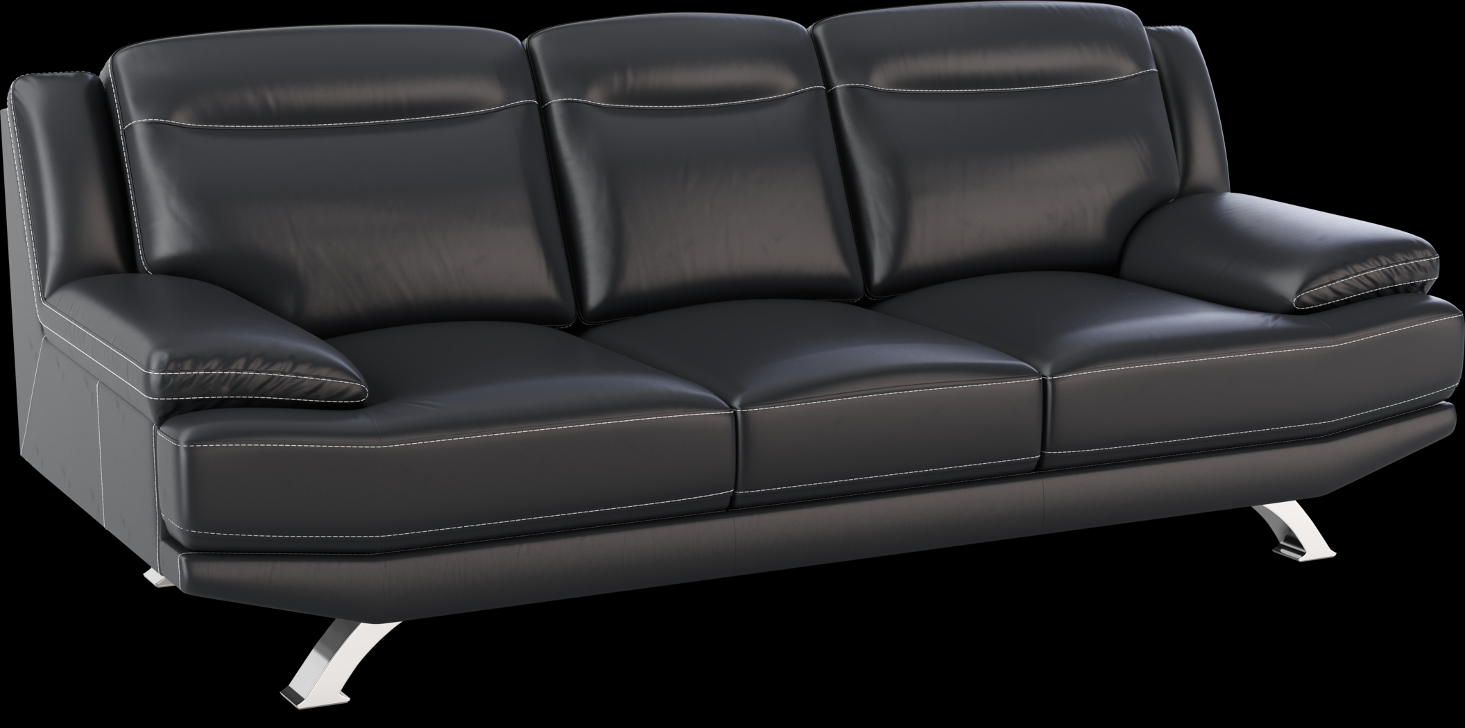 Zamora Black Leather 2 Pc Living Room - Thumbnail - Image 3