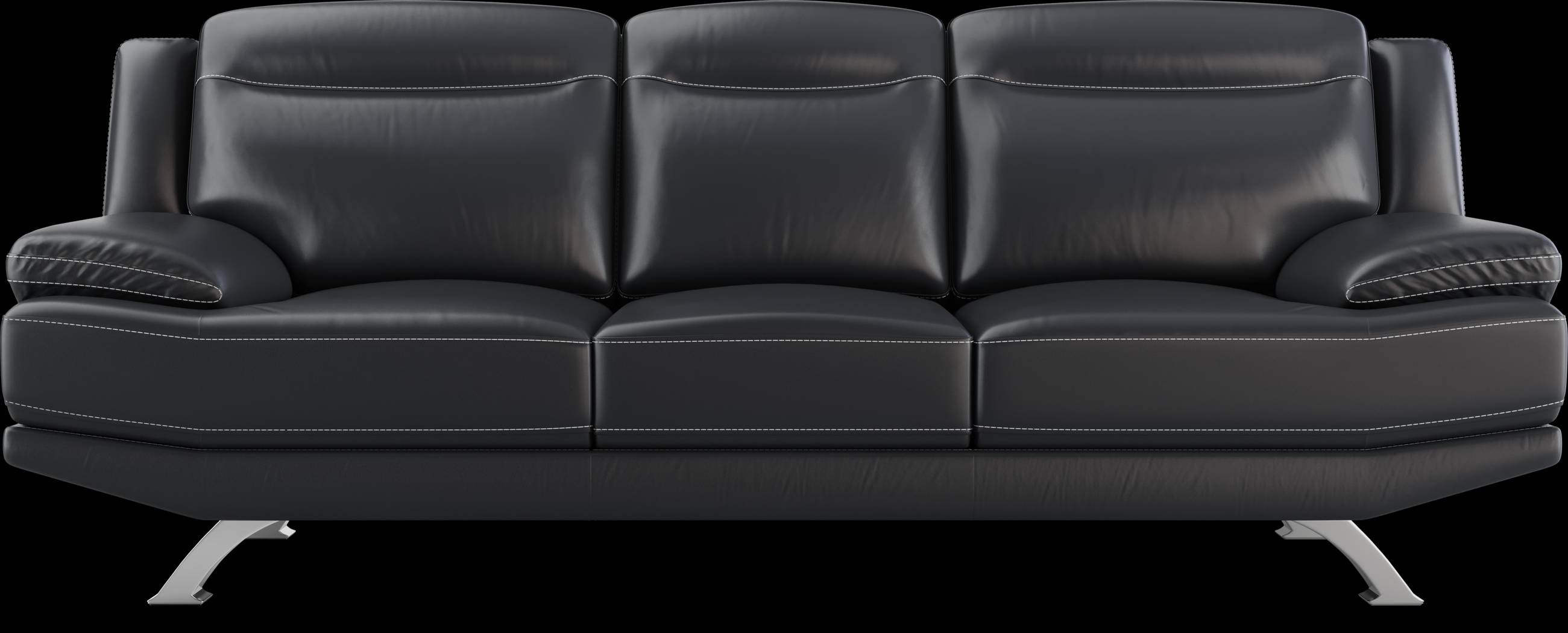 Zamora Black Leather 2 Pc Living Room - Thumbnail - Image 2