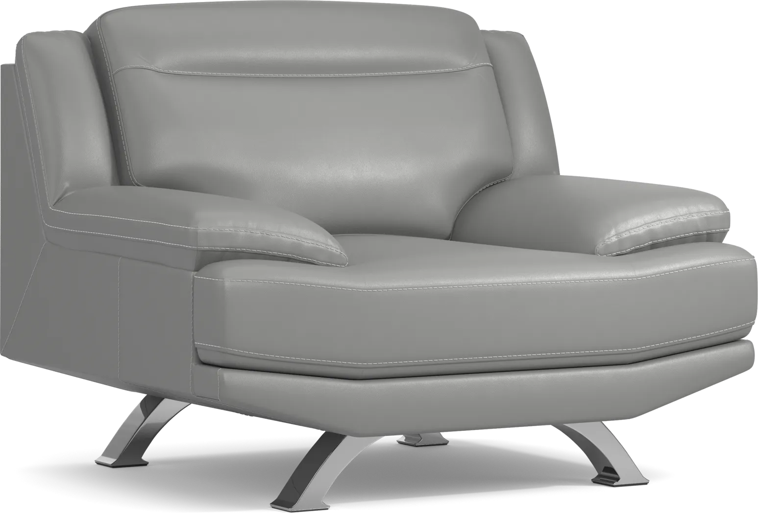Zamora Gray Leather Chair - Thumbnail - Image 1