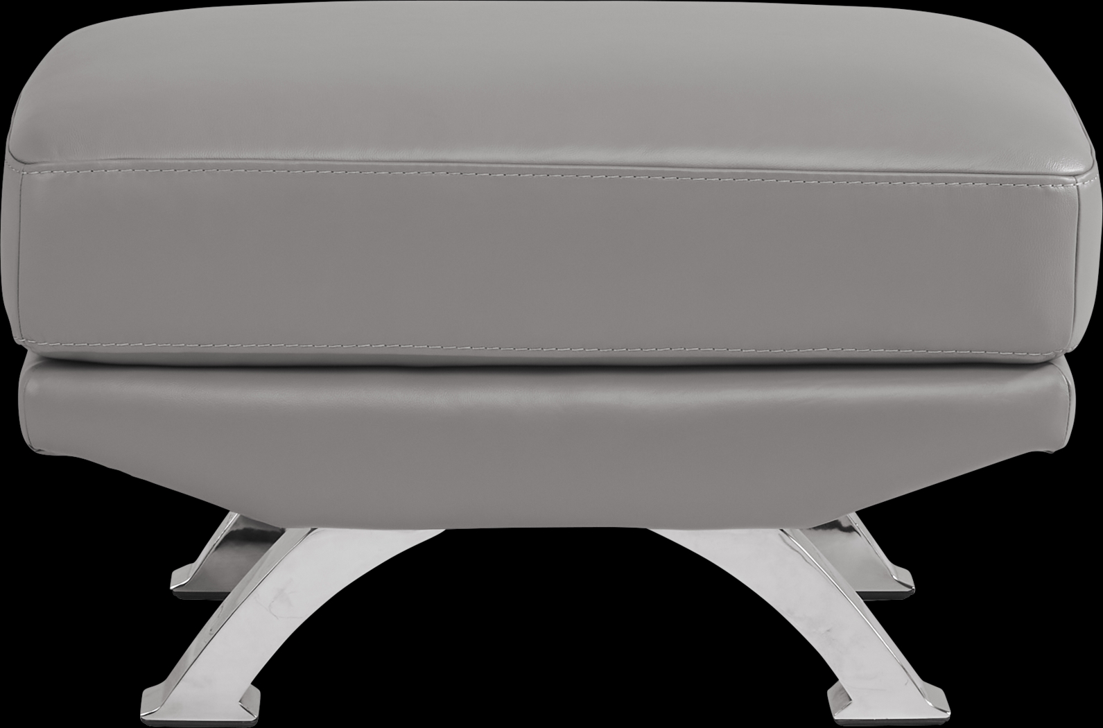 Zamora Gray Leather Ottoman - Thumbnail - Image 2