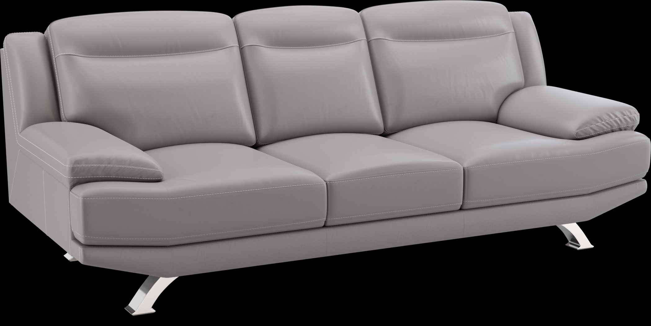 Zamora Gray Leather 3 Pc Living Room - Thumbnail - Image 3