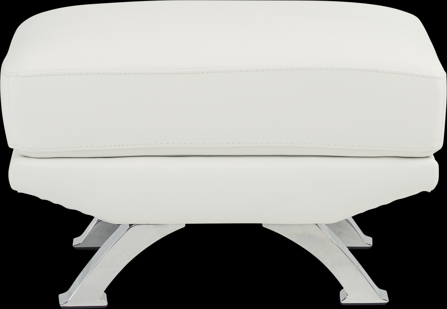Zamora White Leather Ottoman - Thumbnail - Image 2