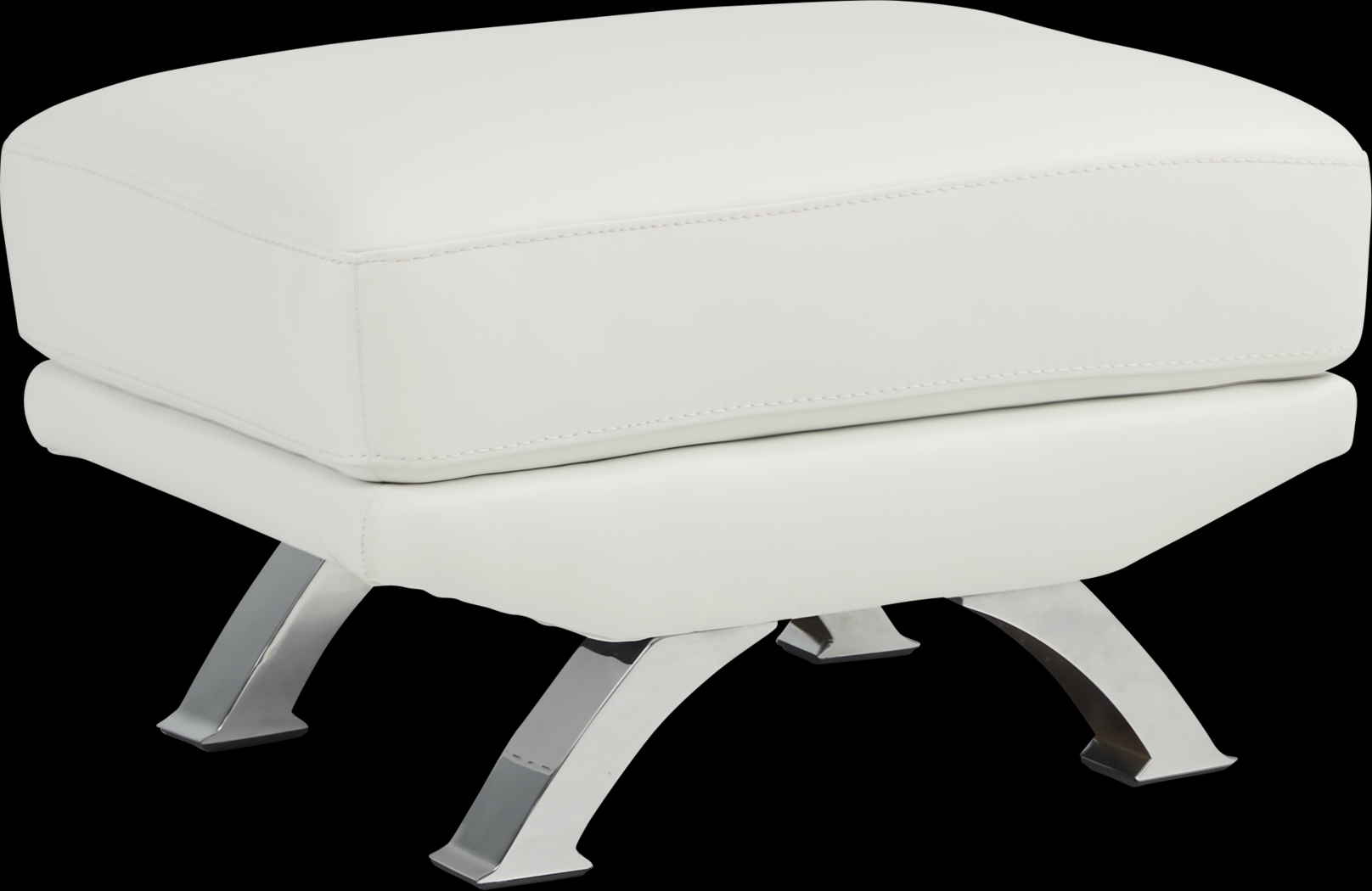 Zamora White Leather Ottoman - Thumbnail - Image 1