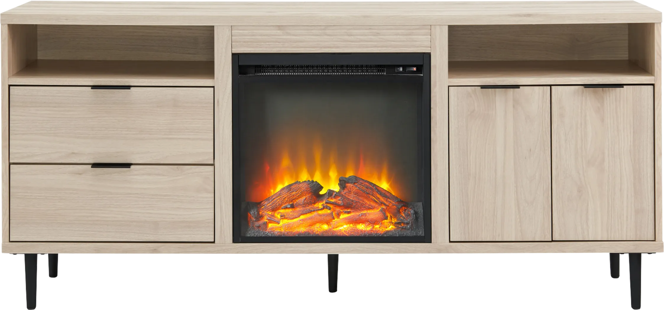 Sofley Birch 60 in. Console With Electric Fireplace - Thumbnail - Image 1