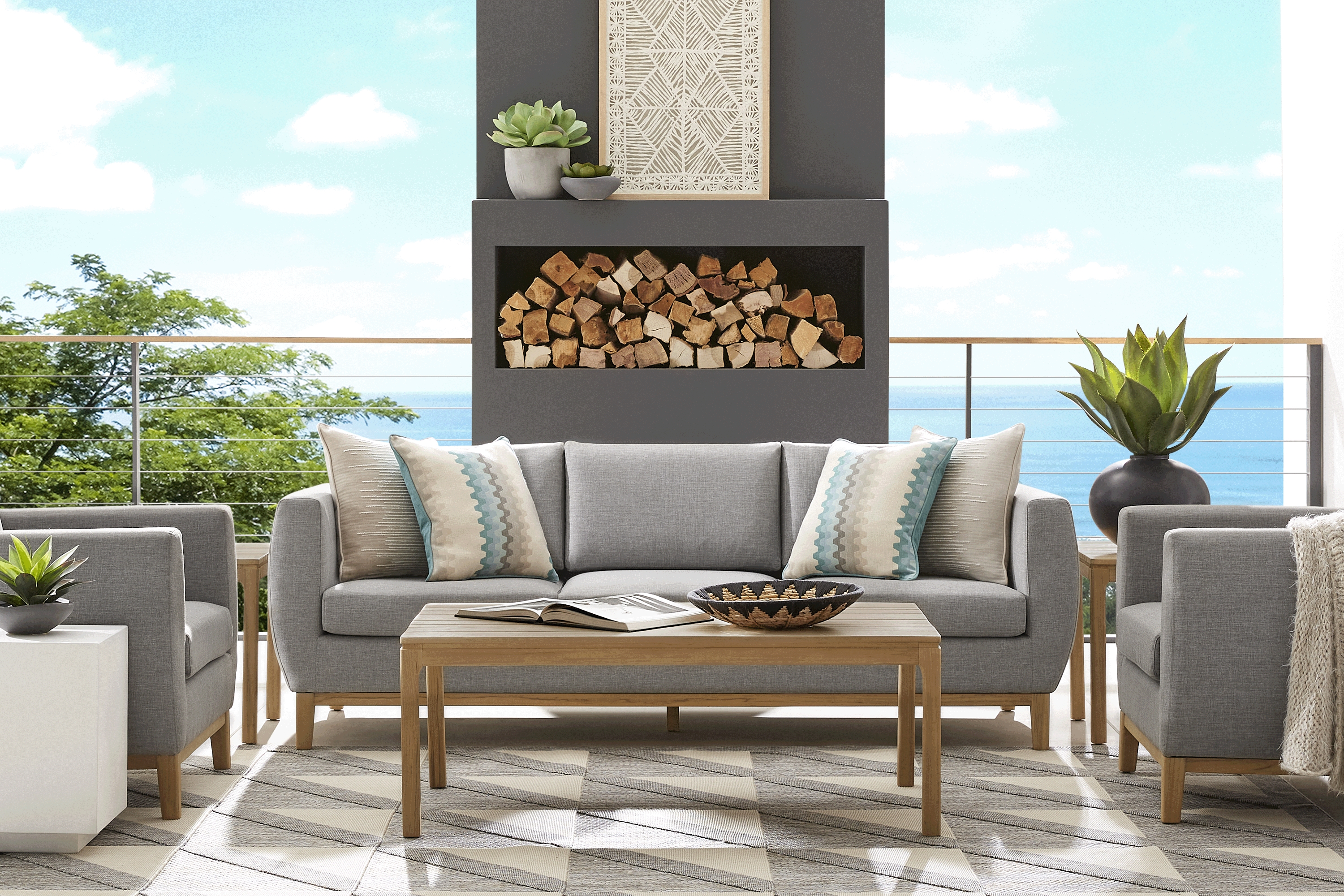 Soho Gray Outdoor Sofa with Gray Cushions - Thumbnail - Image 2