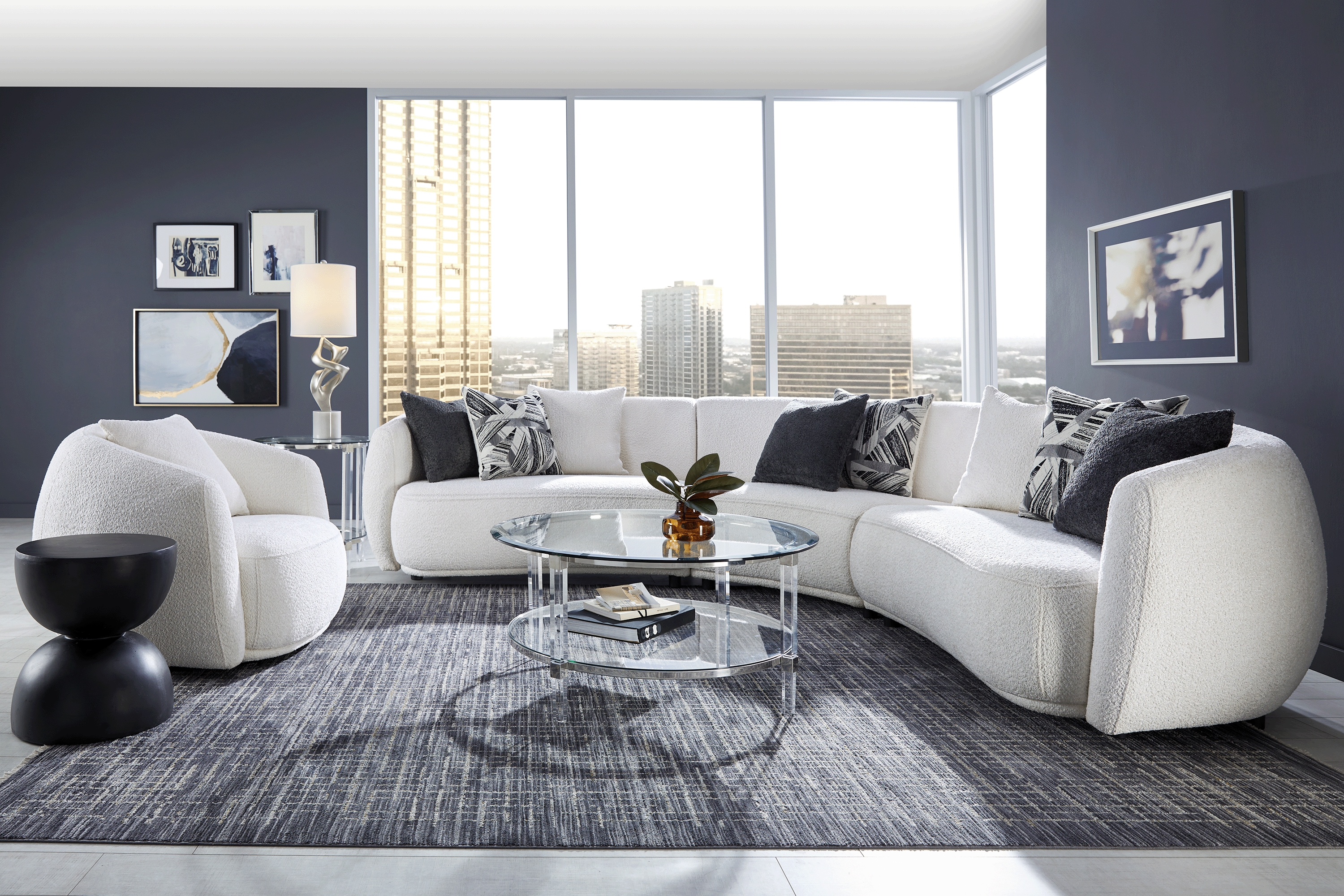 Soho Heights White 3 Pc Sectional - Thumbnail - Image 2