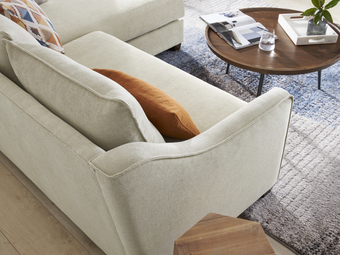 Soho Place Beige 6 Pc Living Room with Sleeper Chaise Sofa - Thumbnail - Image 6