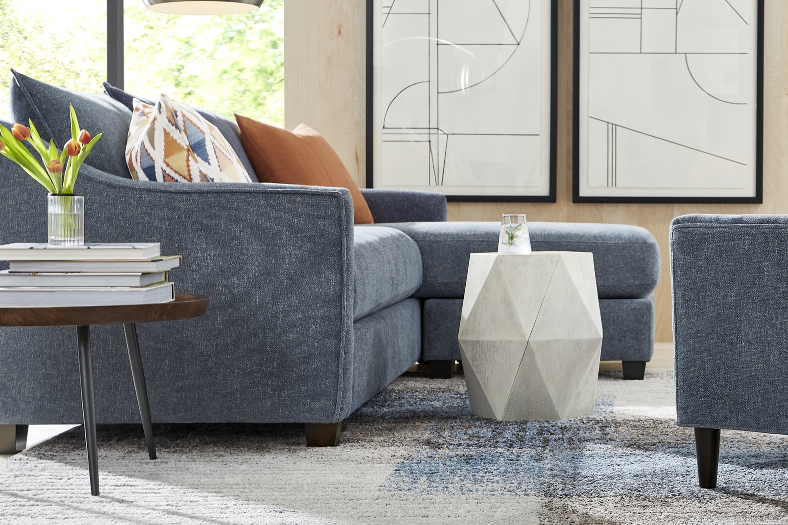 Soho Place Navy 5 Pc Living Room with Sleeper Chaise Sofa - Thumbnail - Image 5