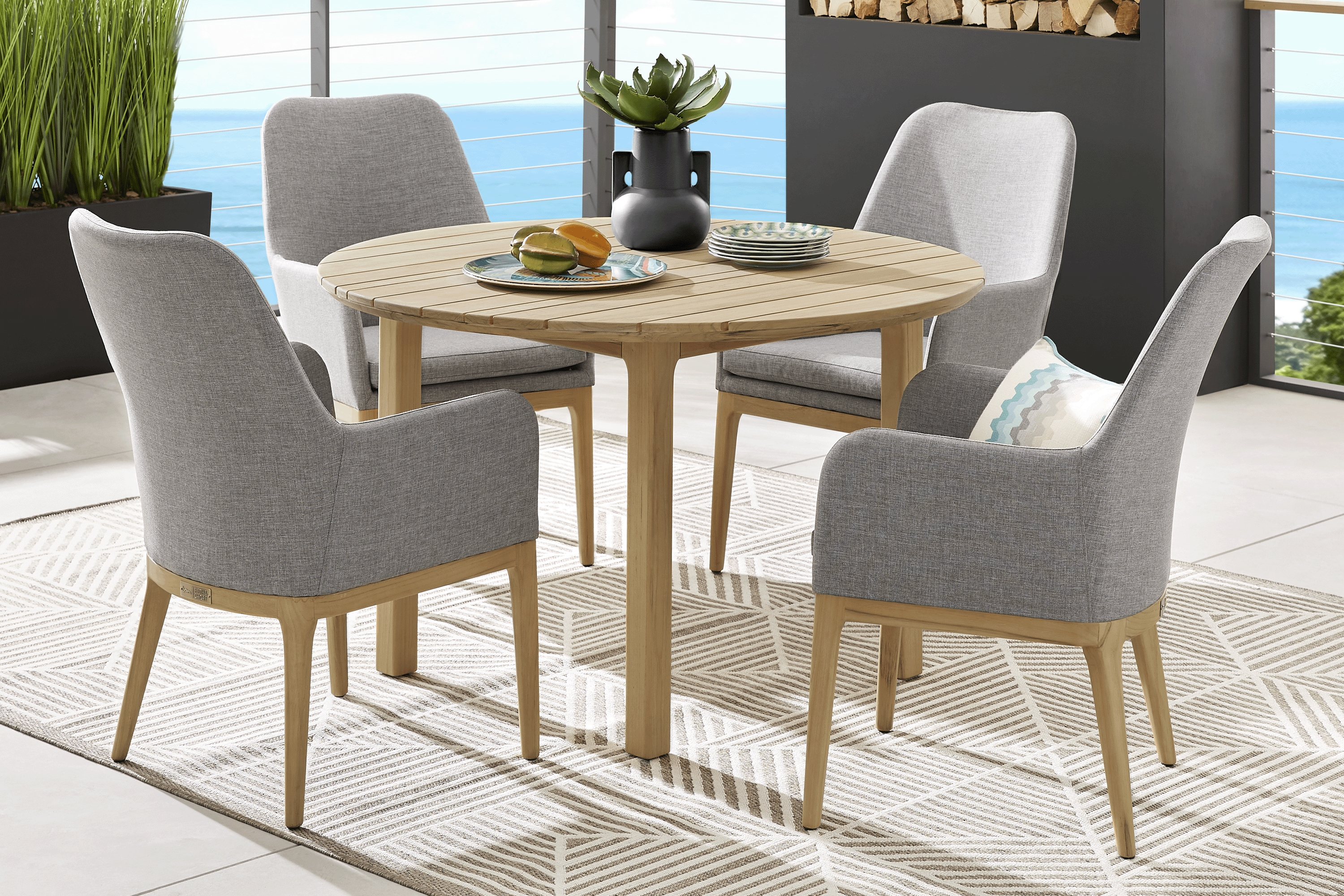 Soho Teak 48 in. Round Outdoor Dining Table - Thumbnail - Image 2