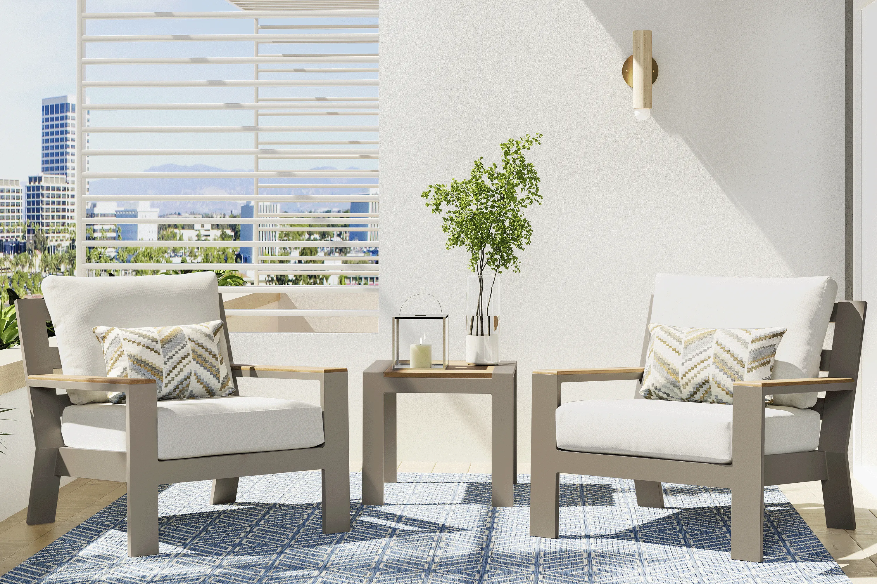 Solana 3 Pc Taupe Outdoor Seating Set with Natural Cushions - Thumbnail - Image 1
