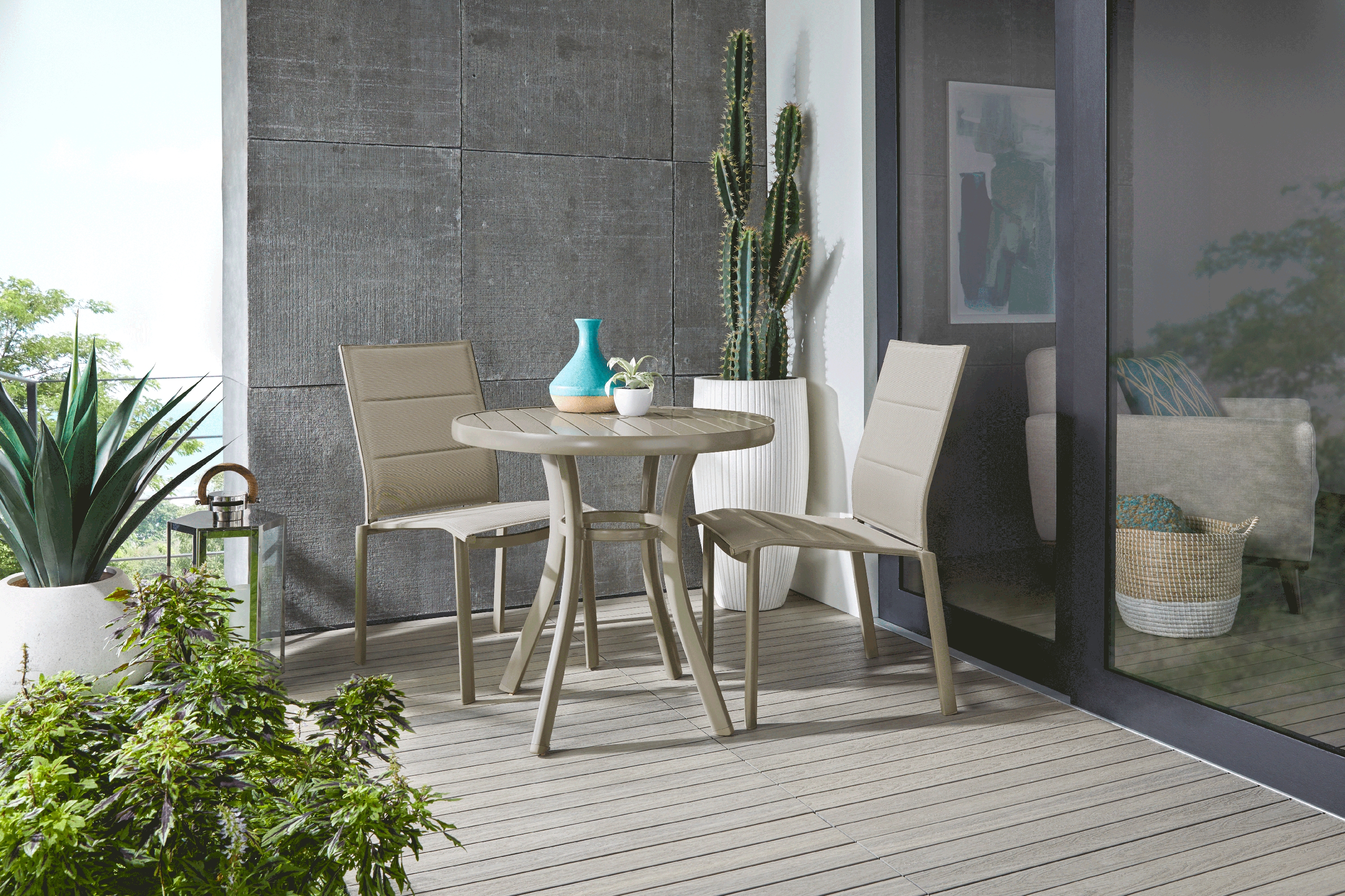 Solana Taupe 3 Pc Outdoor Dining Set - Thumbnail - Image 1