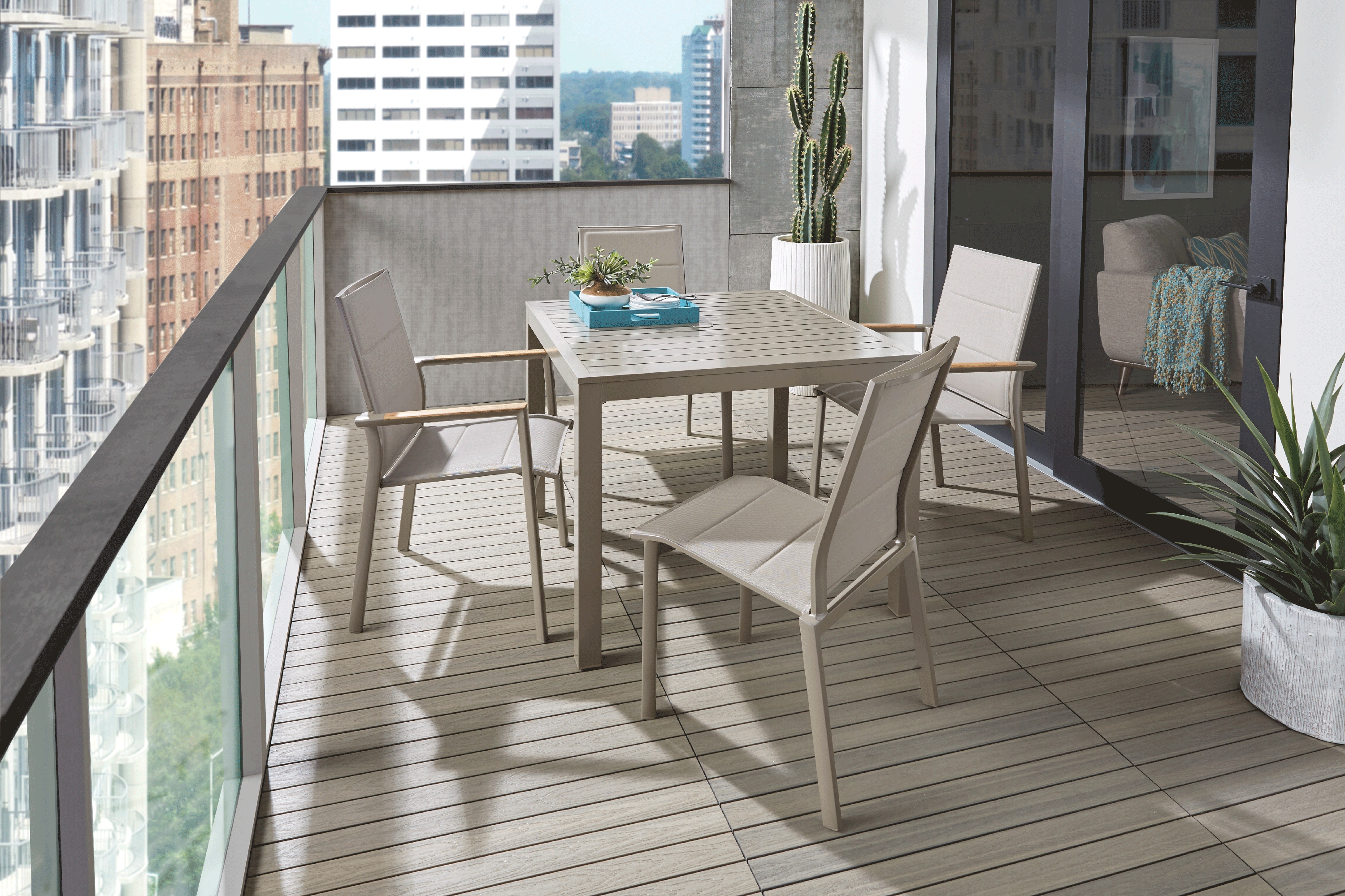 Solana Taupe 38 in. Square Outdoor Dining Table - Thumbnail - Image 2