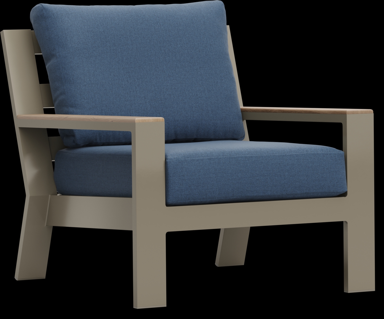 Solana Taupe Outdoor Club Chair with Blueberry Cushions - Thumbnail - Image 1
